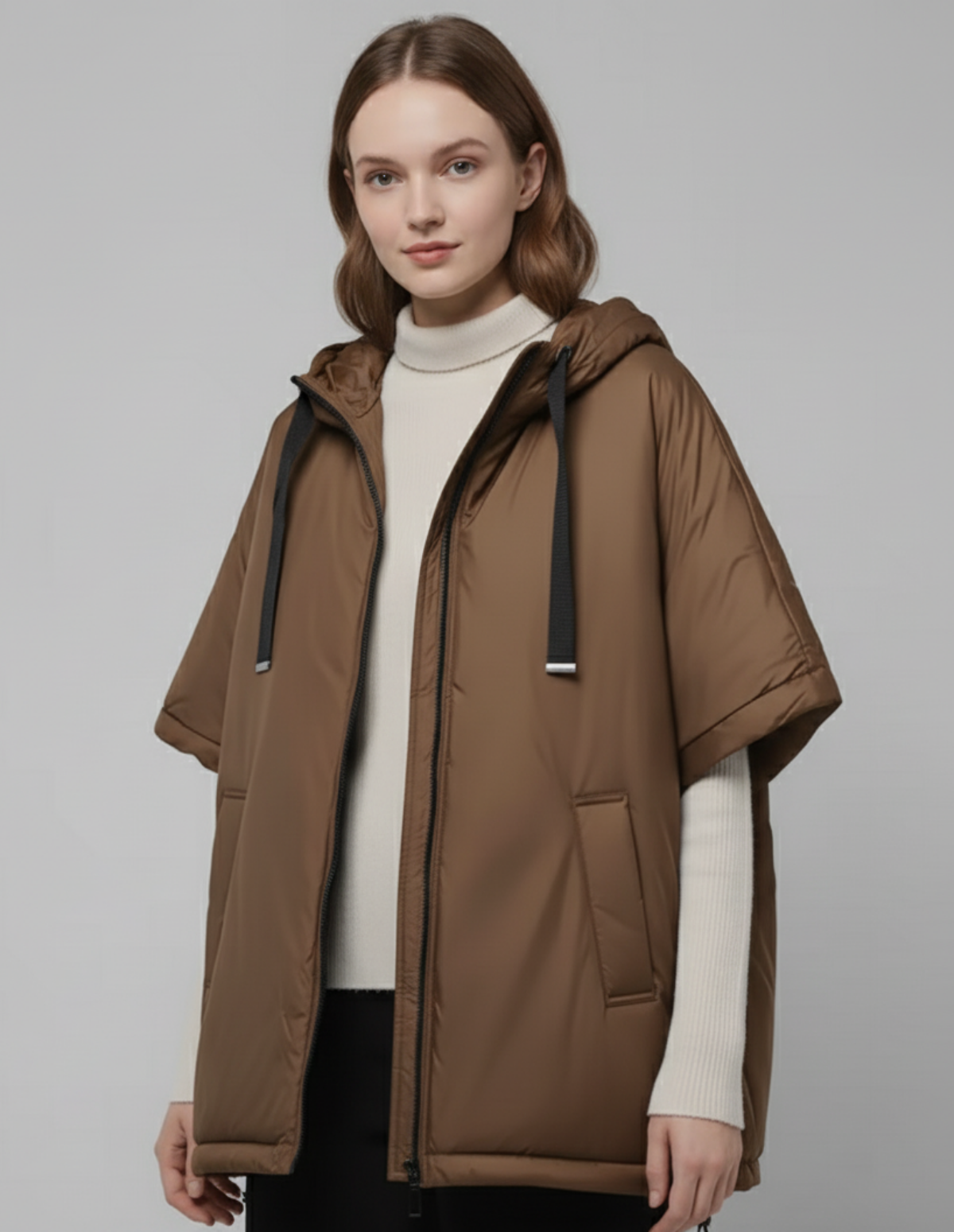Hera Hooded Down Cape Vest