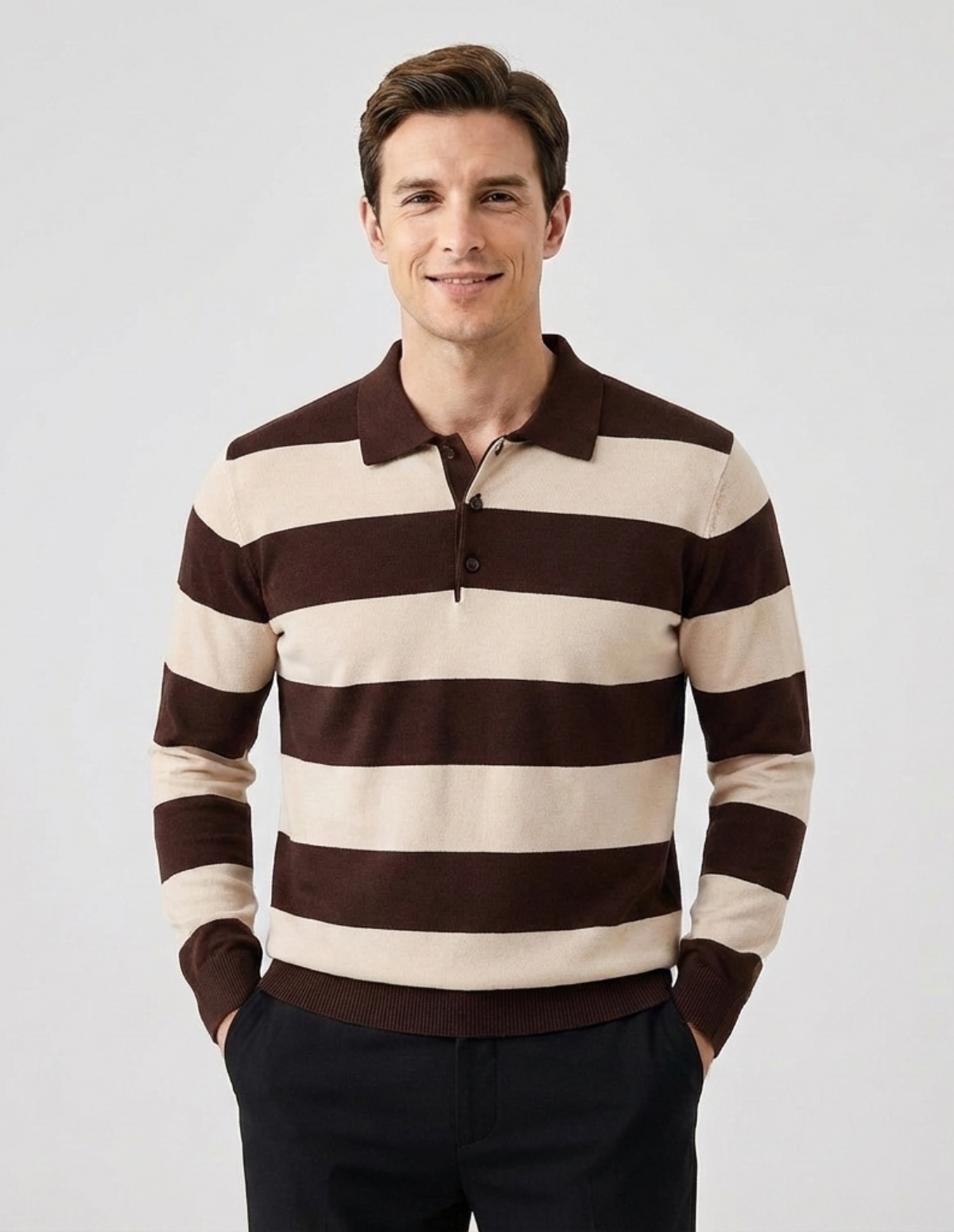 Dexter Striped Polo Knit Jumper