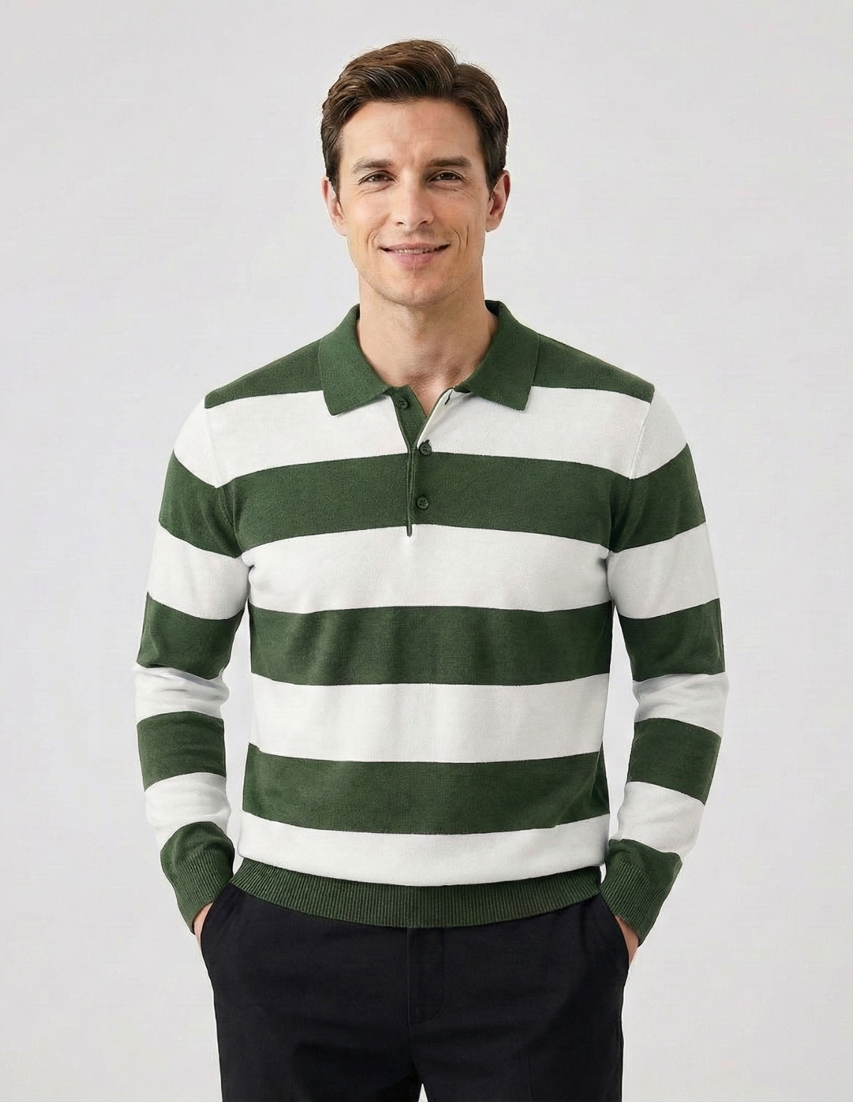 Dexter Striped Polo Knit Jumper