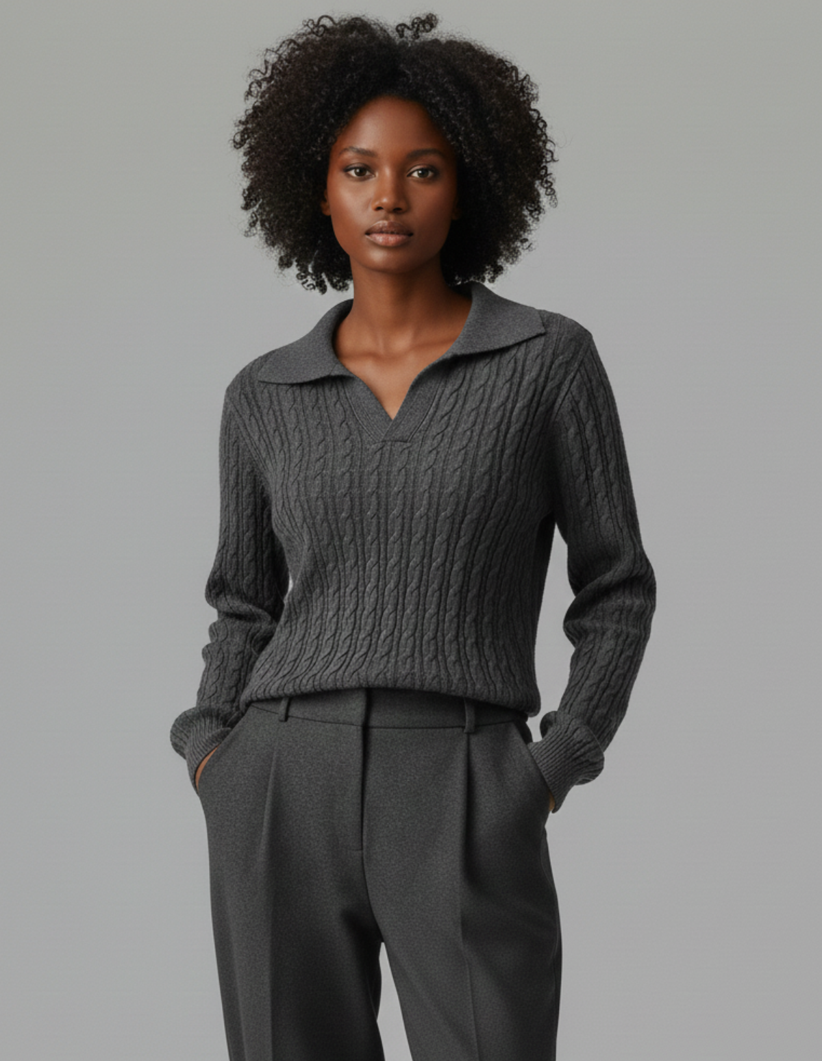 The Ellington Cable Knit Polo Sweater