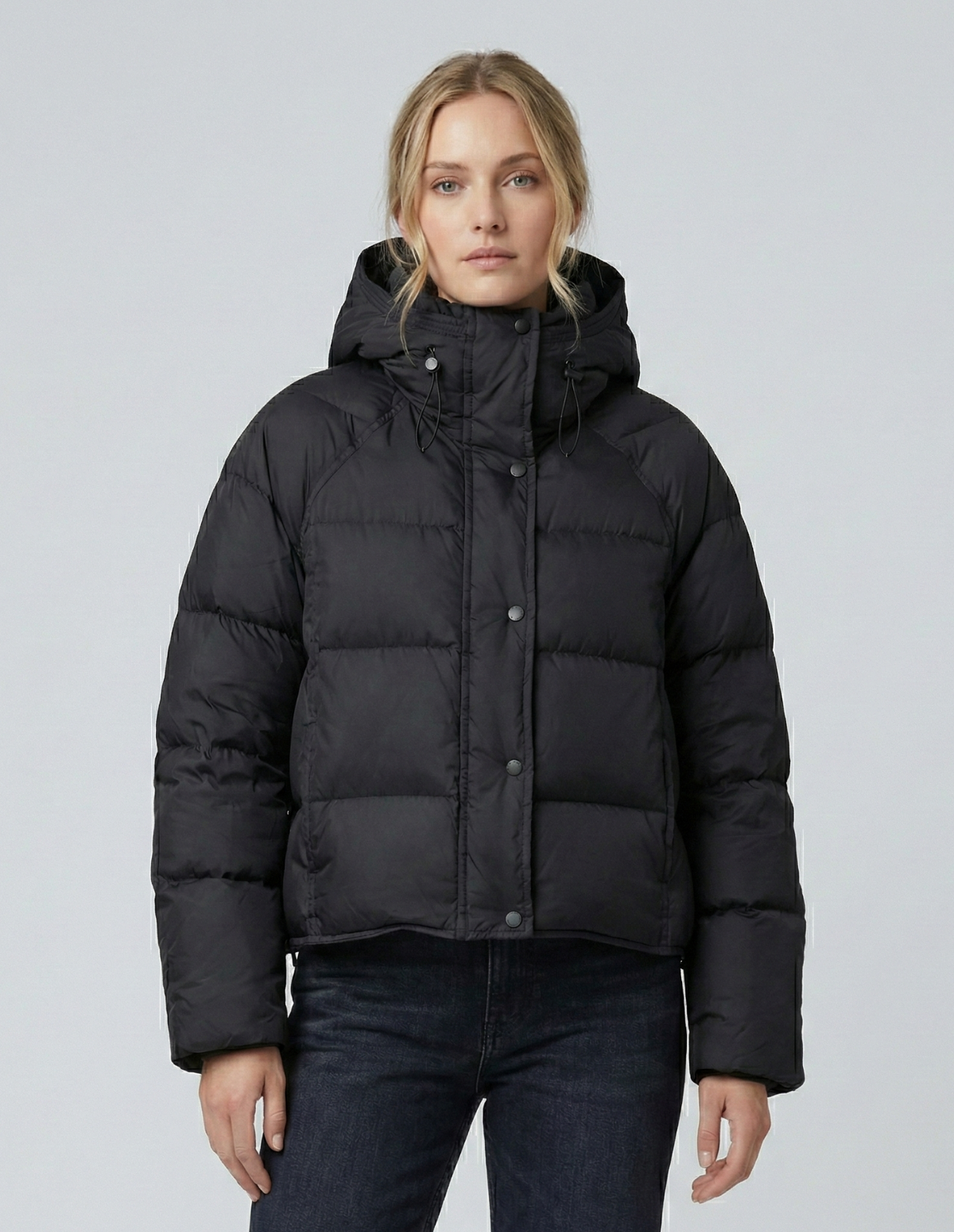 The Luna Cropped Hooded Down Jacket