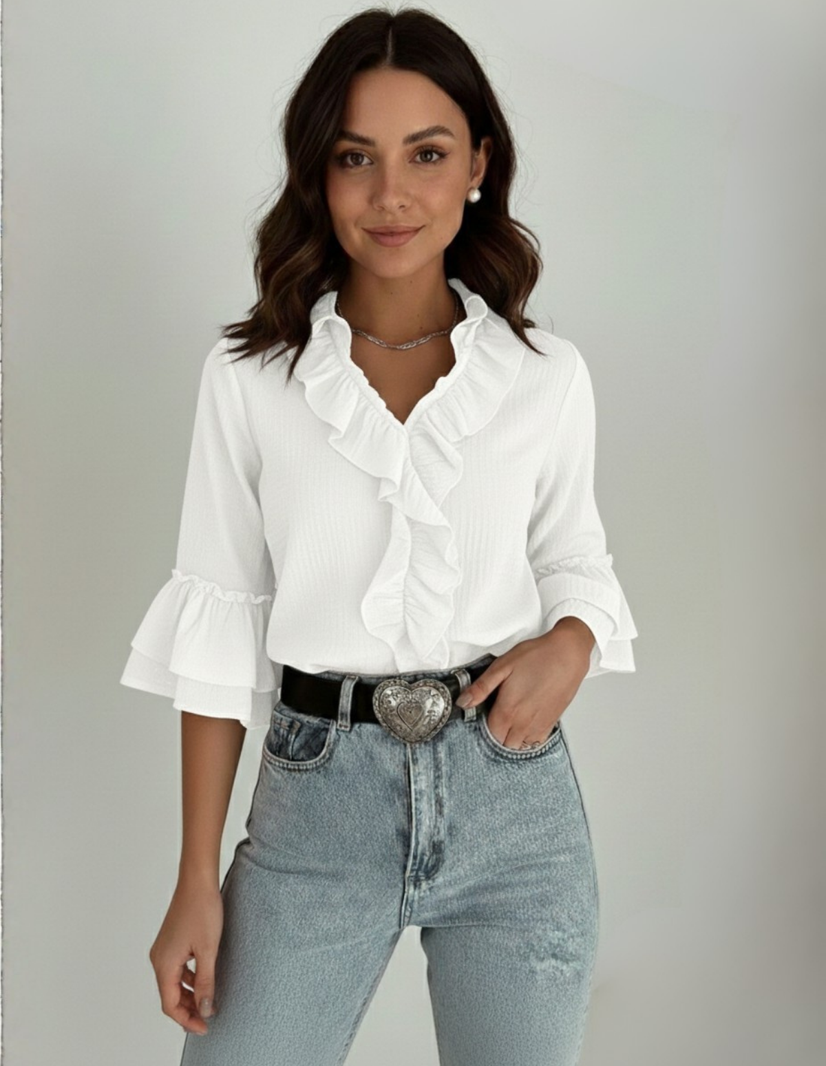 The Pleated V-Neck Blouse