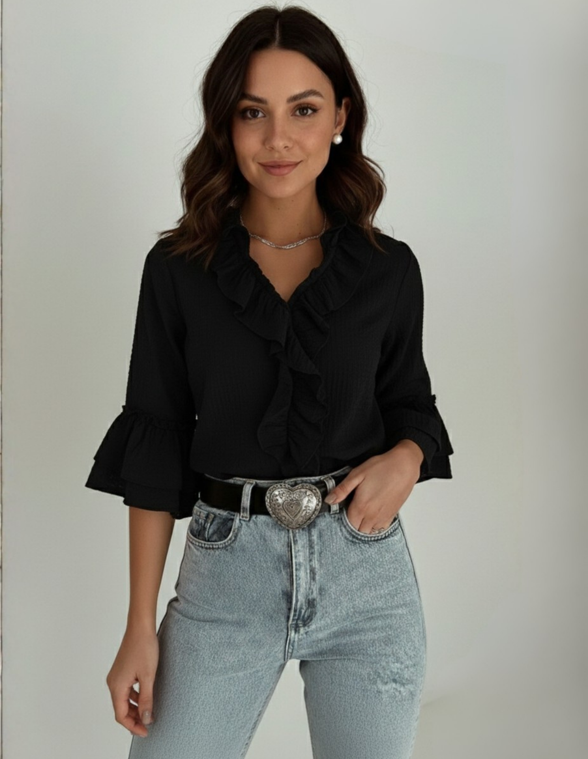 The Pleated V-Neck Blouse