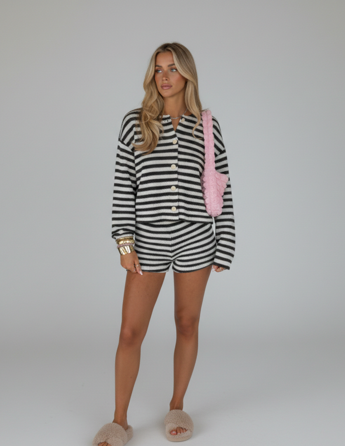 The Striped Rib-Knit Two-Piece Set