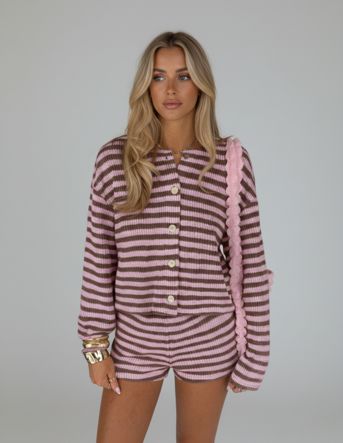 The Striped Rib-Knit Two-Piece Set