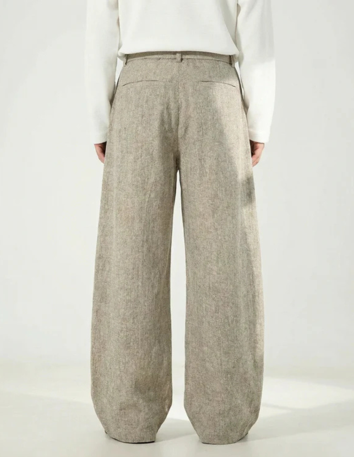 Wool Blend Wide Waistband Trousers