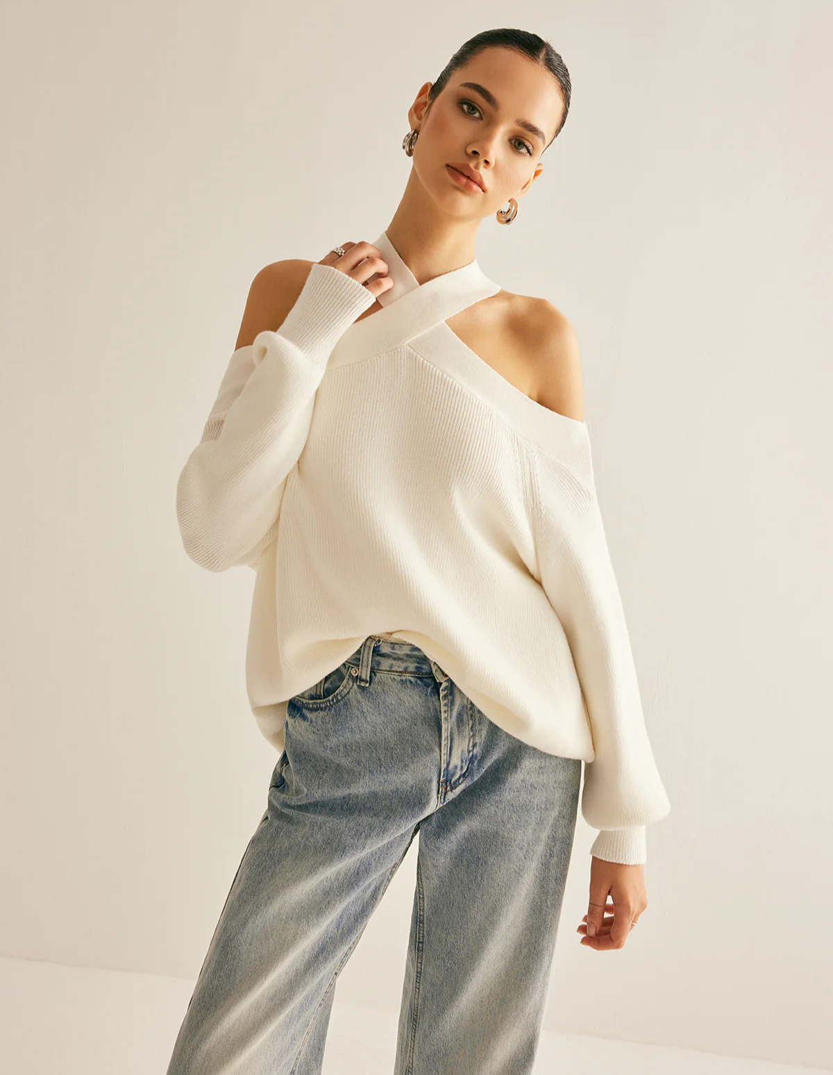 Cross-Over Collar Sweater