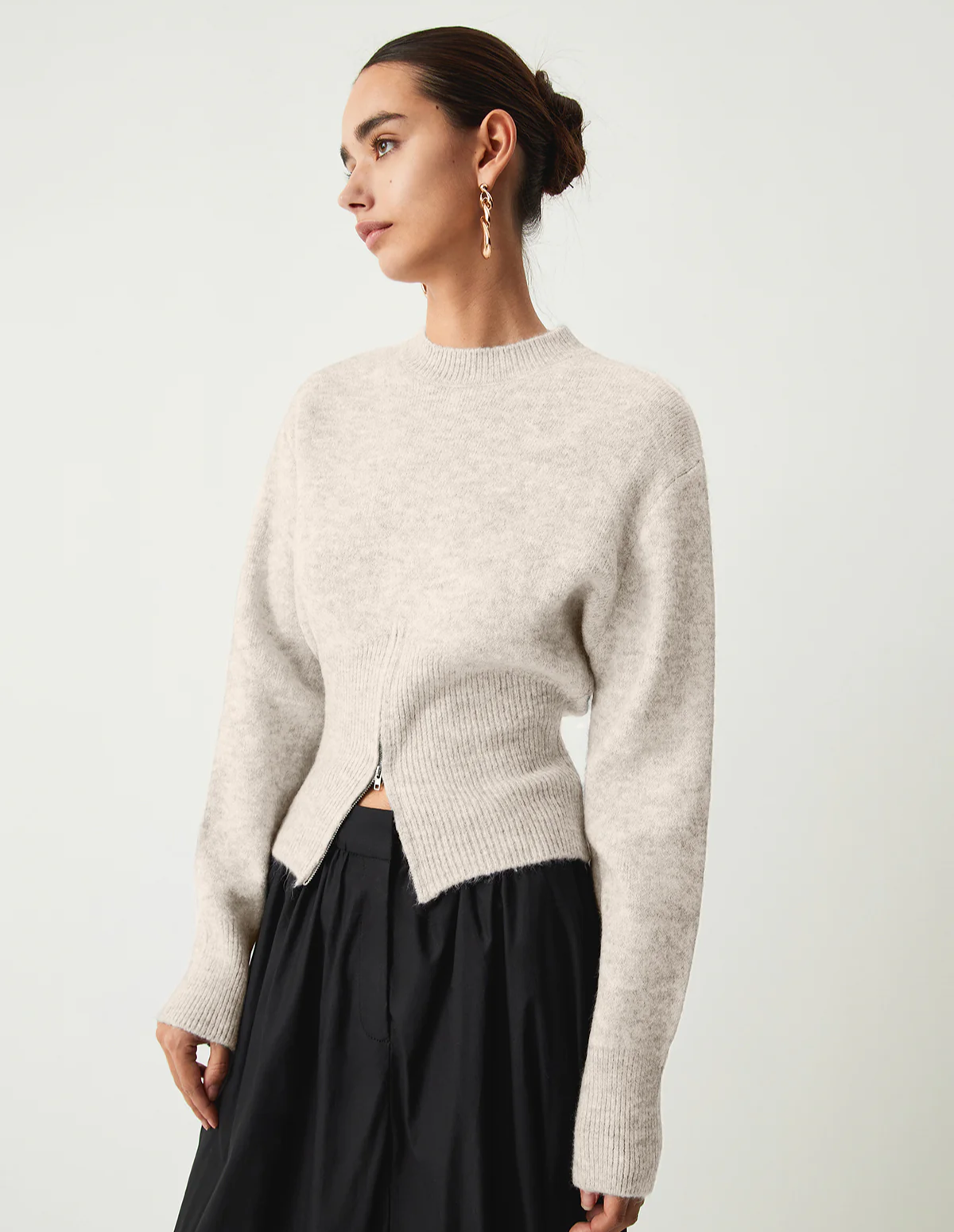 Half Zip Fuzzy Sweater