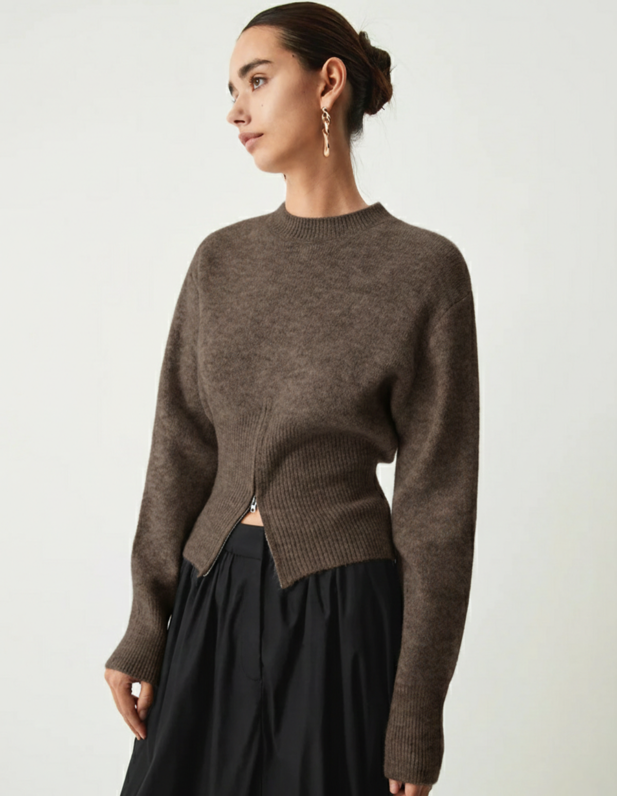 Half Zip Fuzzy Sweater