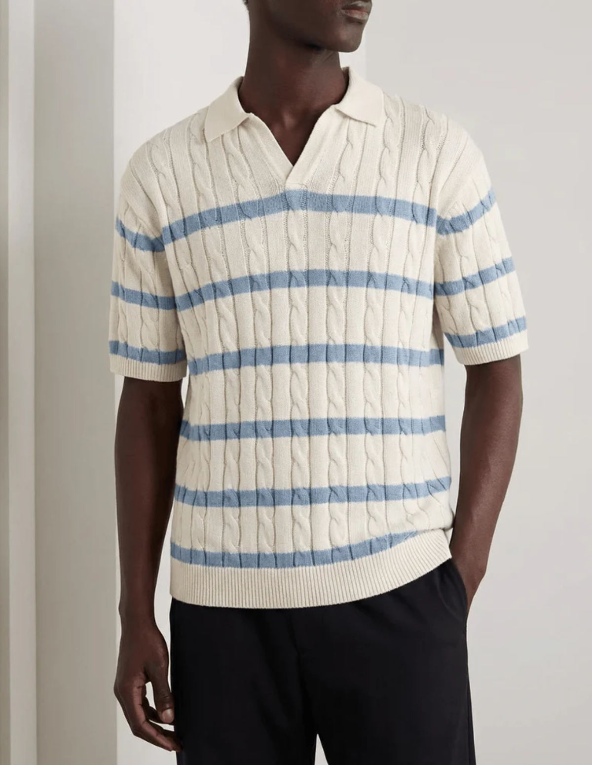 Striped Knit Polo Short Sleeve