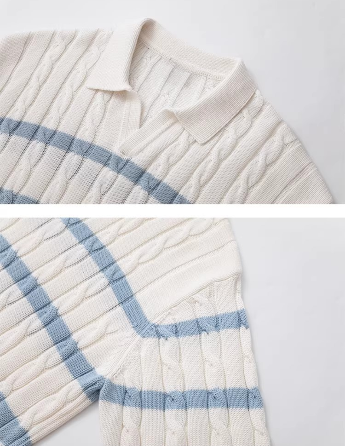 Striped Knit Polo Short Sleeve