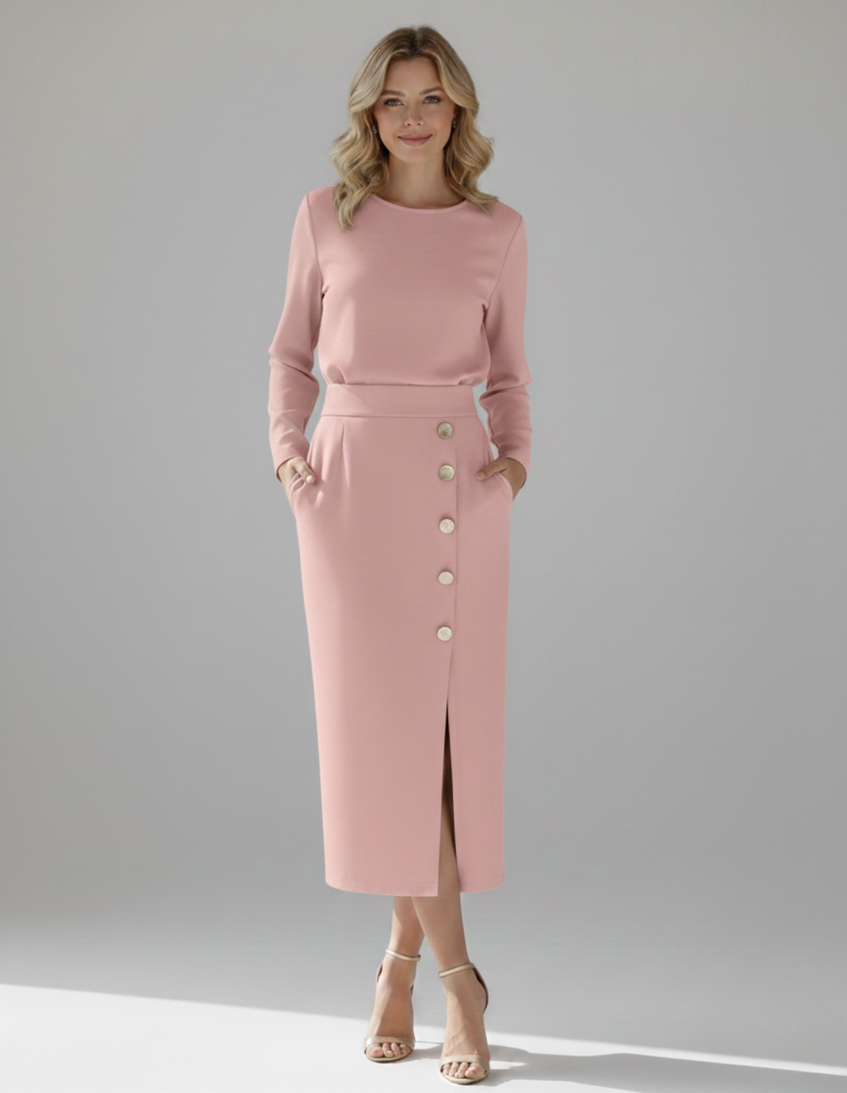 Liora Waist-Cinching Button Dress