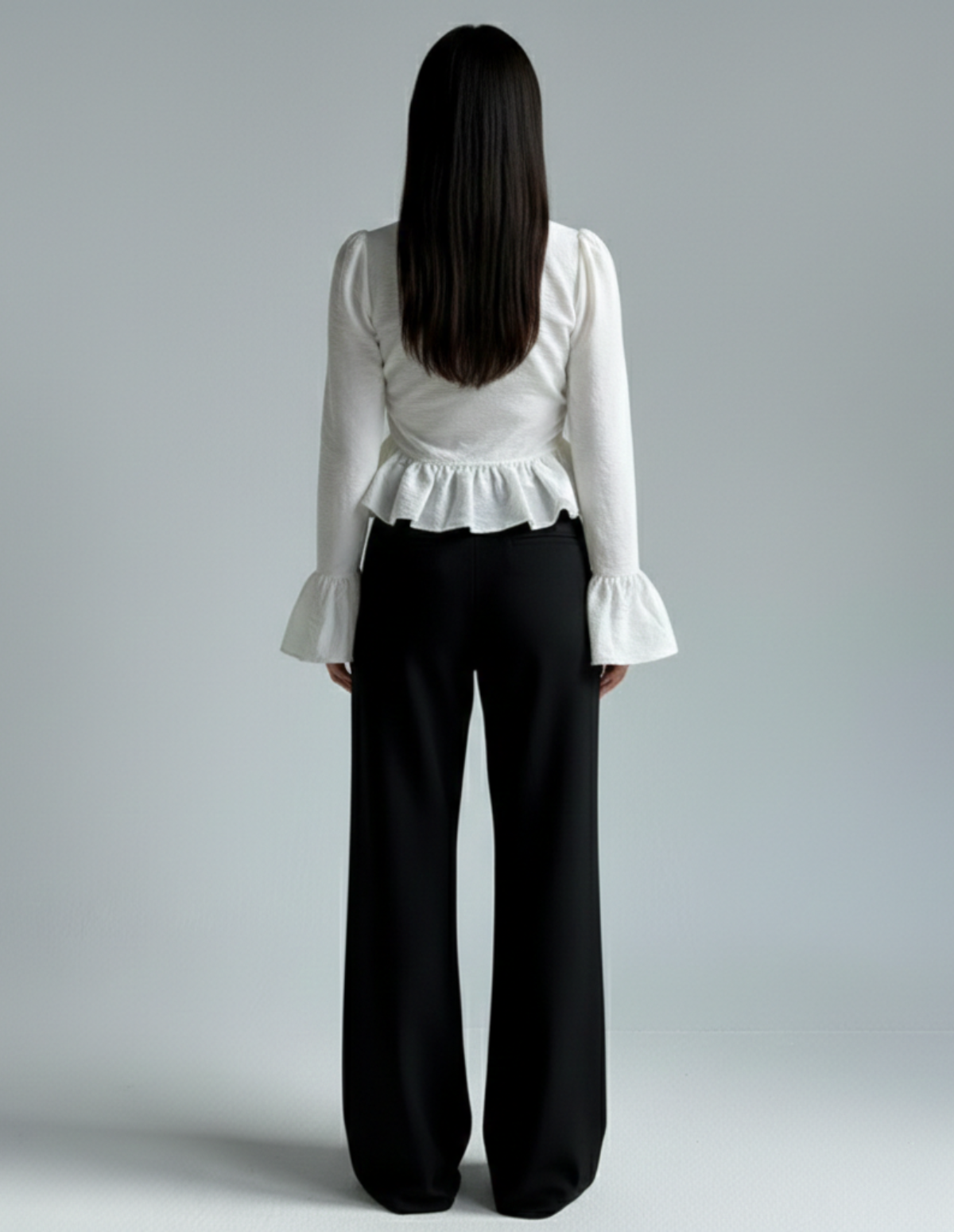 Ruffle Bell Sleeve Lace-Up Blouse