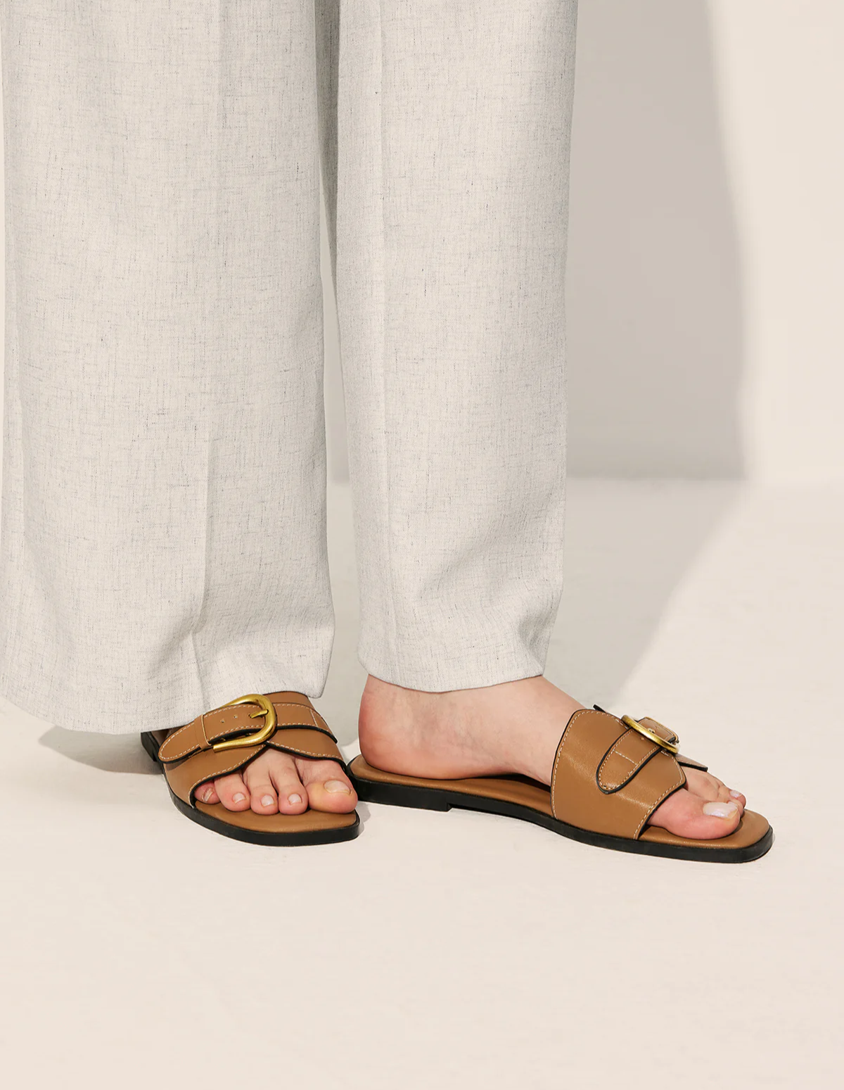 Buckled Strap Slide Sandals
