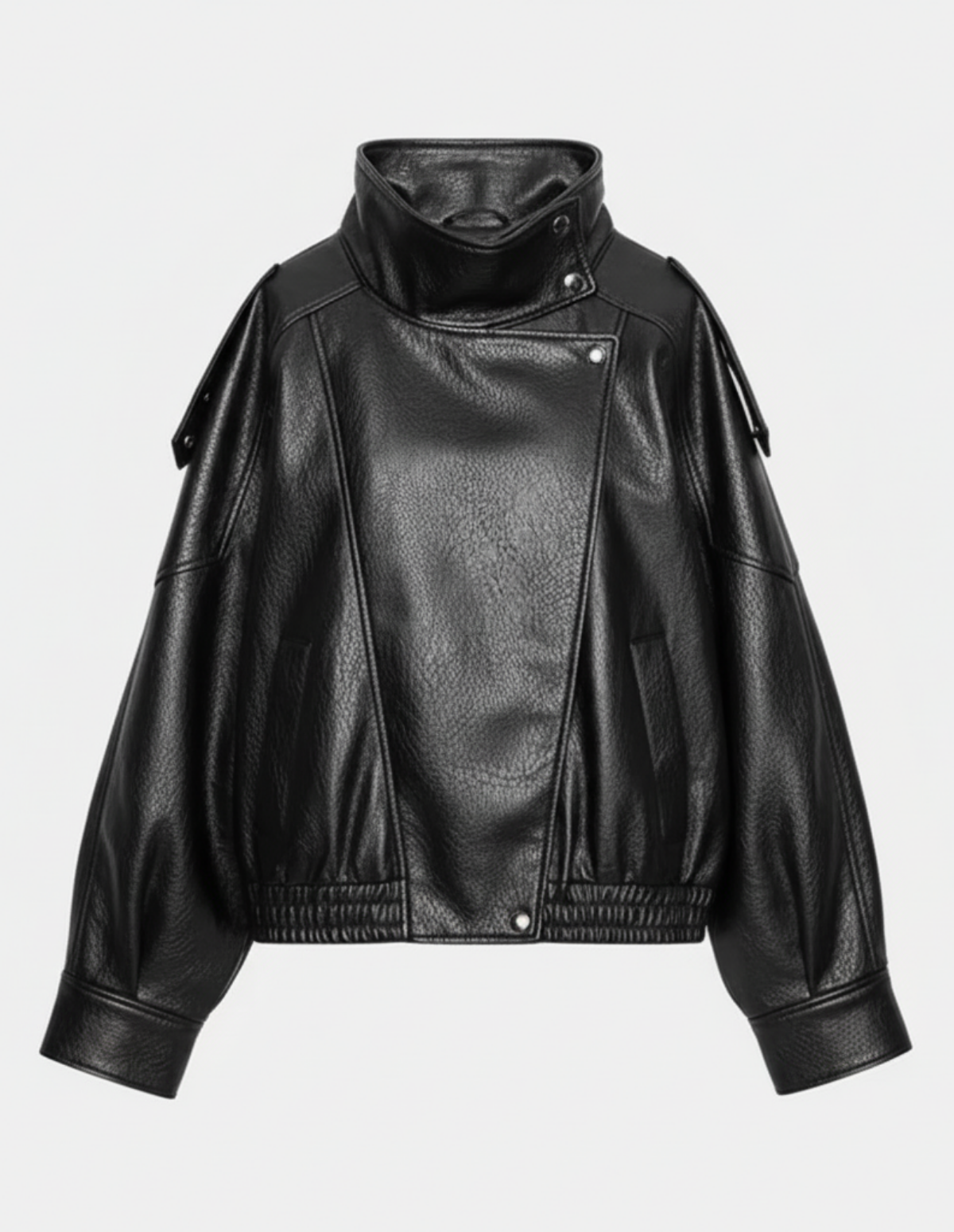 Asymmetrical Button Leather Jacket