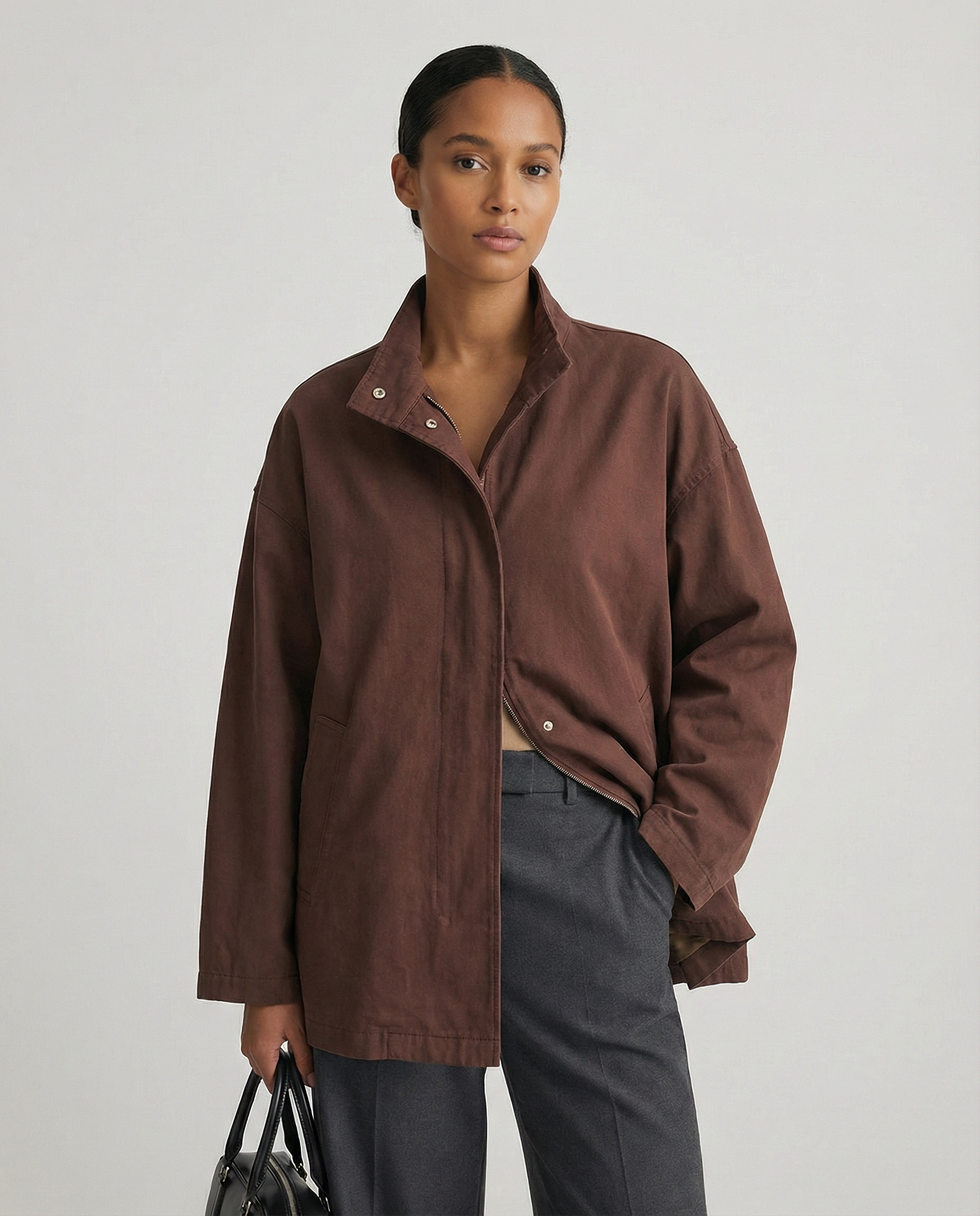 Eira Stand-Collar Oversized Windbreaker