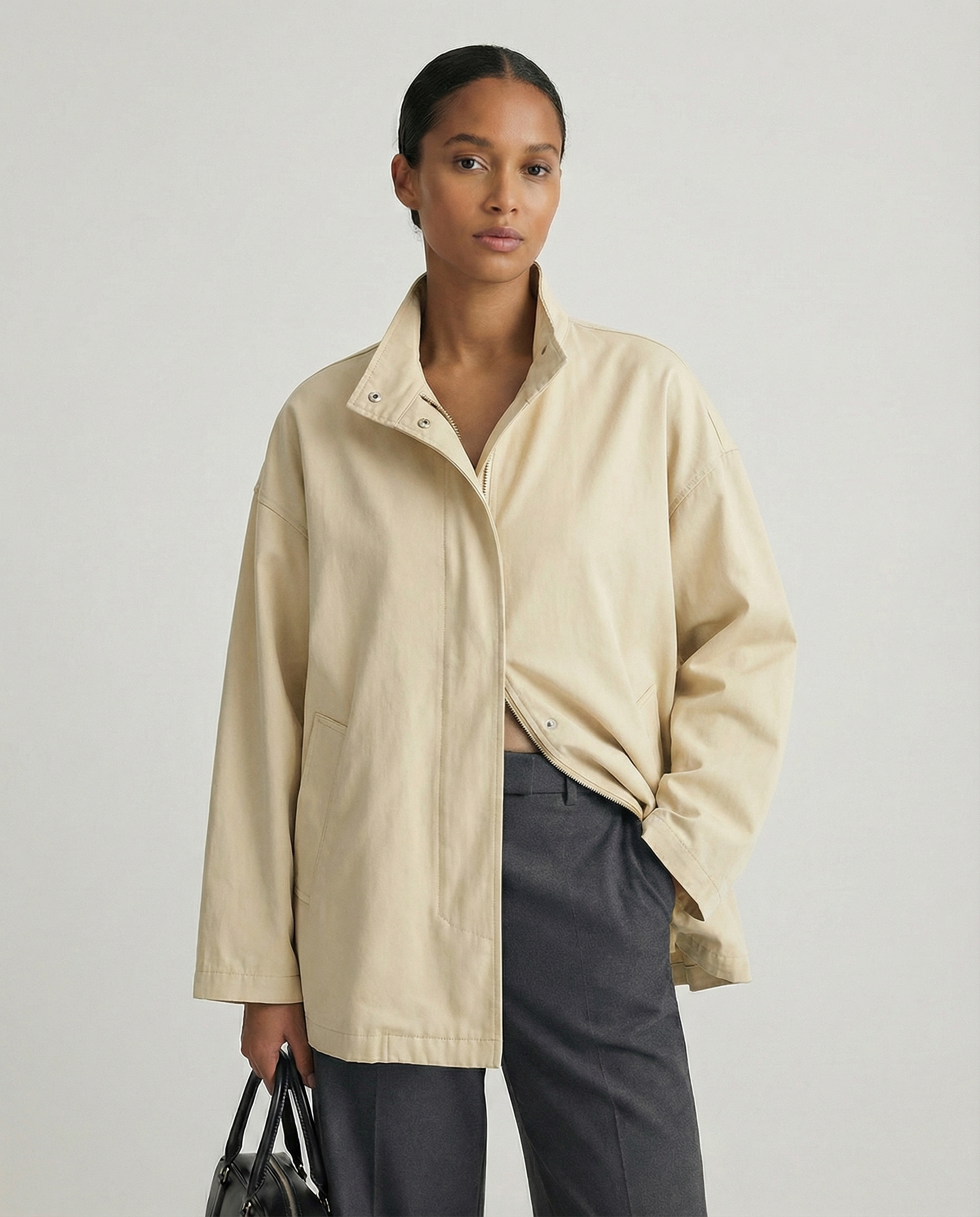 Eira Stand-Collar Oversized Windbreaker