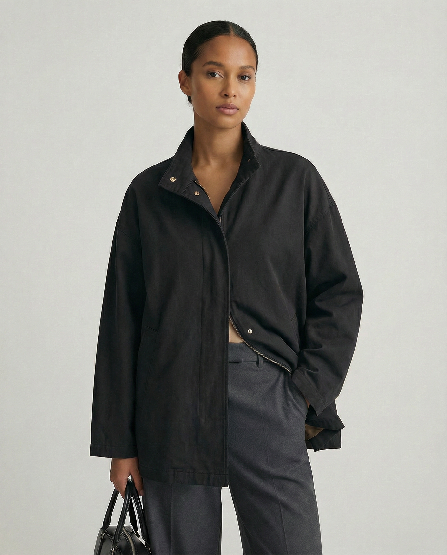 Eira Stand-Collar Oversized Windbreaker