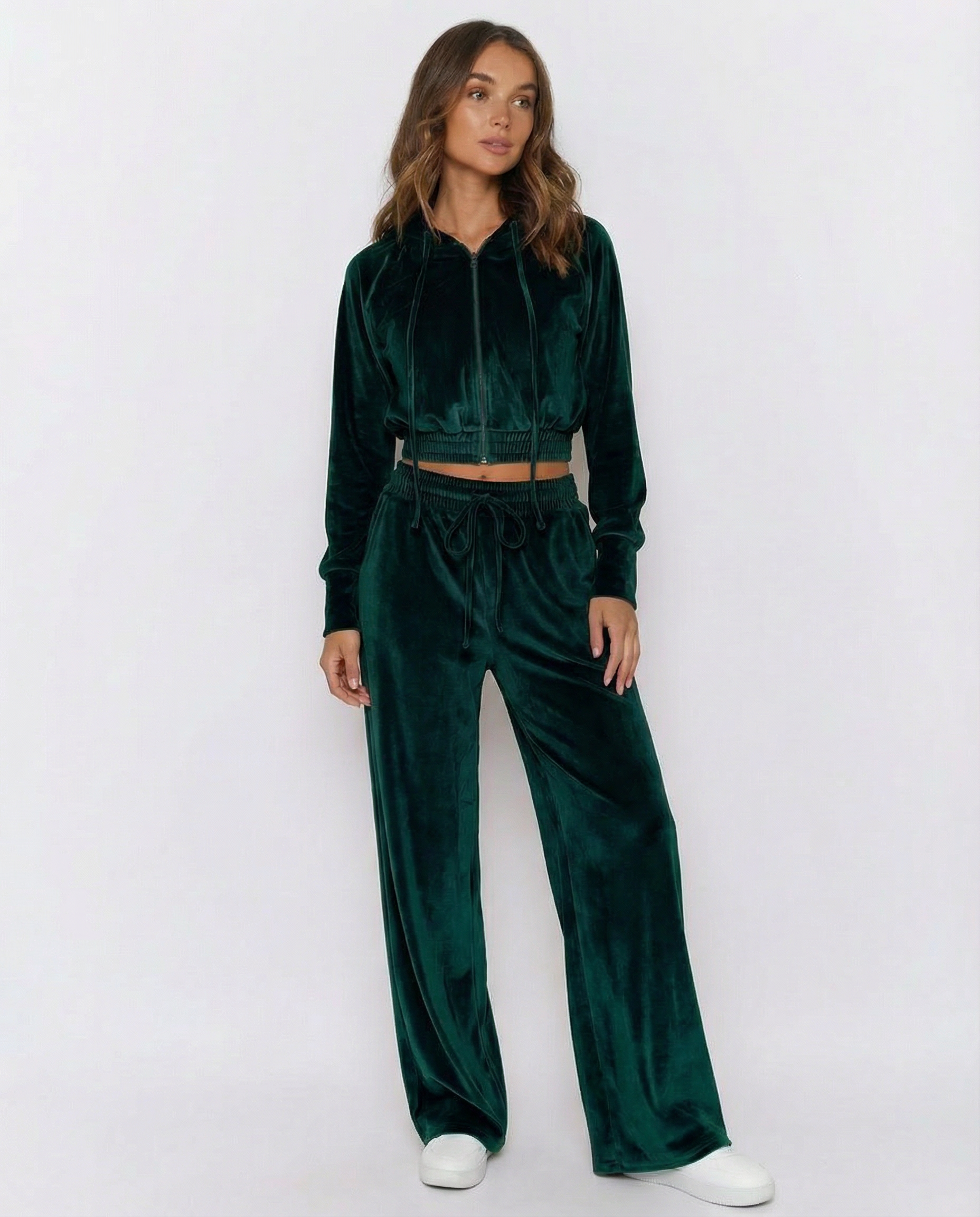 Sable Velvet Zip Cardigan Set