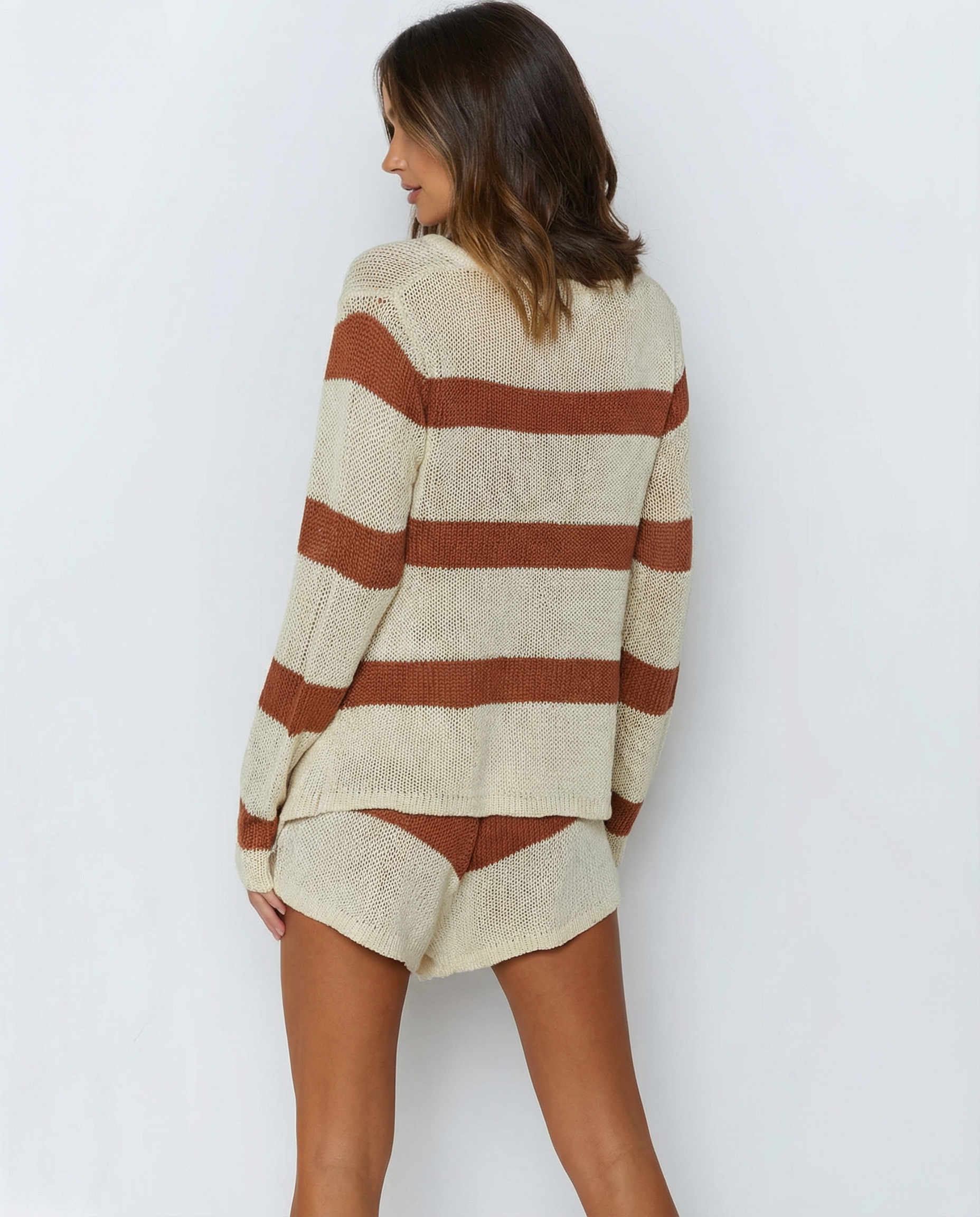 Riva Striped Knit Shorts Set
