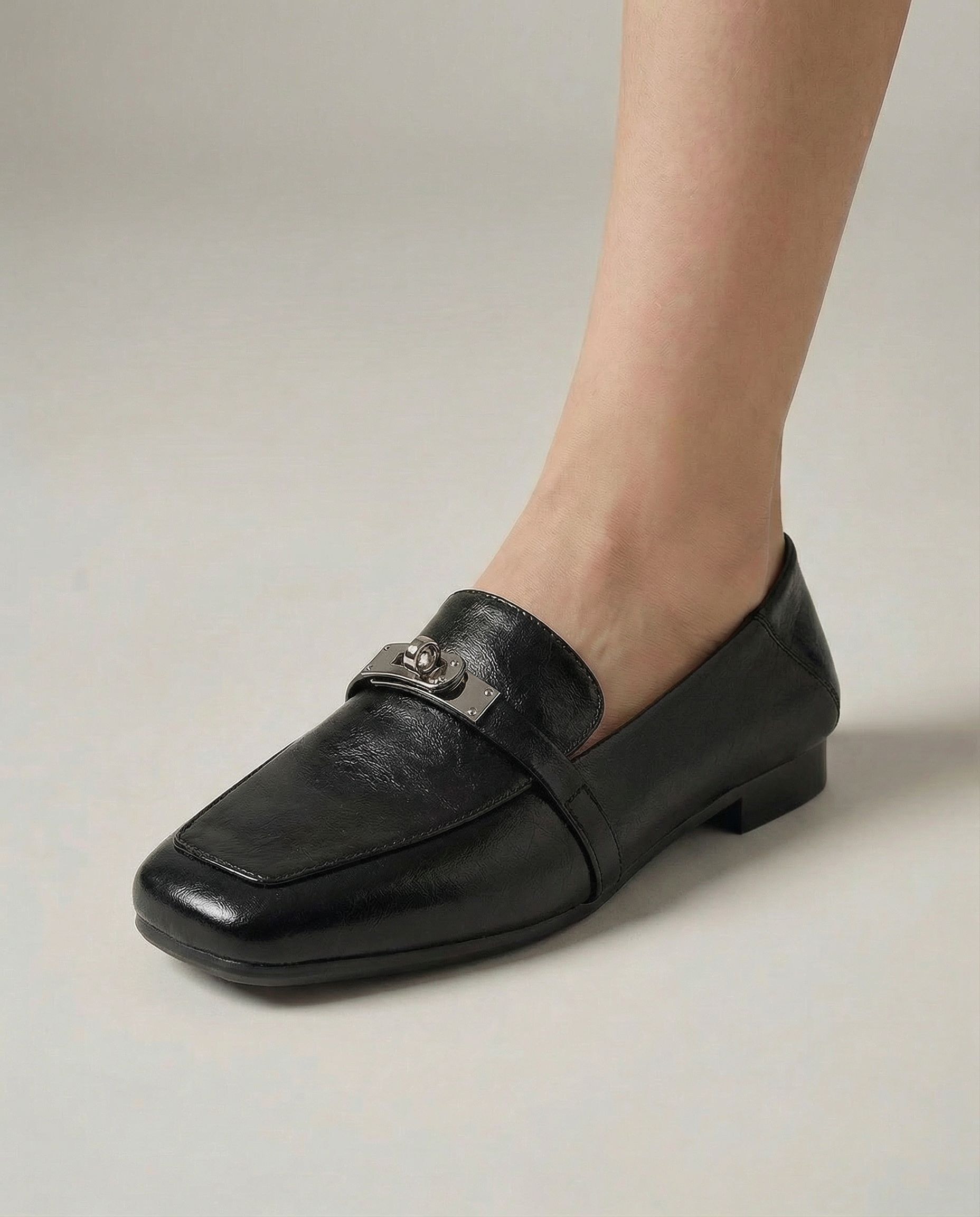 Corin Square-Toe Thick-Heel Loafers