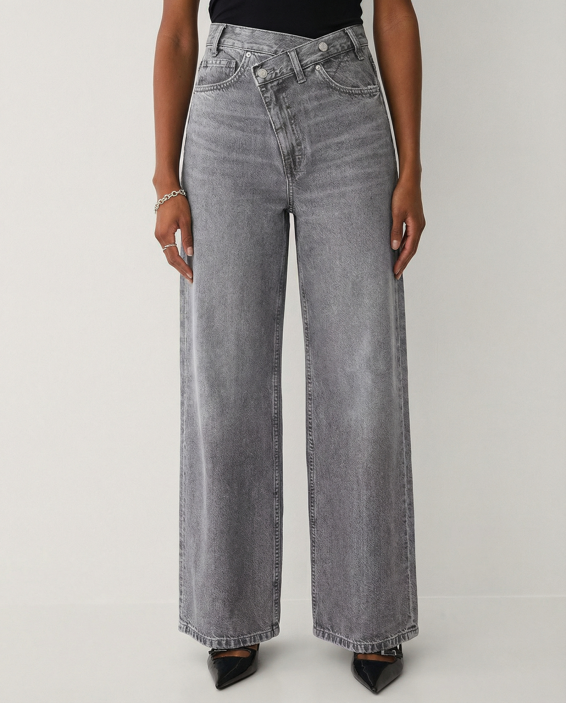 Marin Double-Button Wide-Leg Jeans