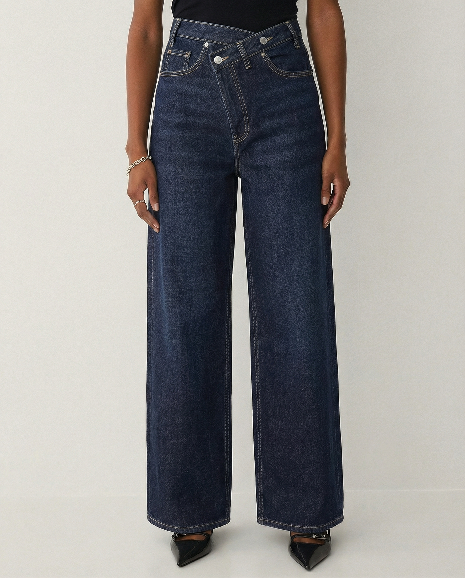 Marin Double-Button Wide-Leg Jeans