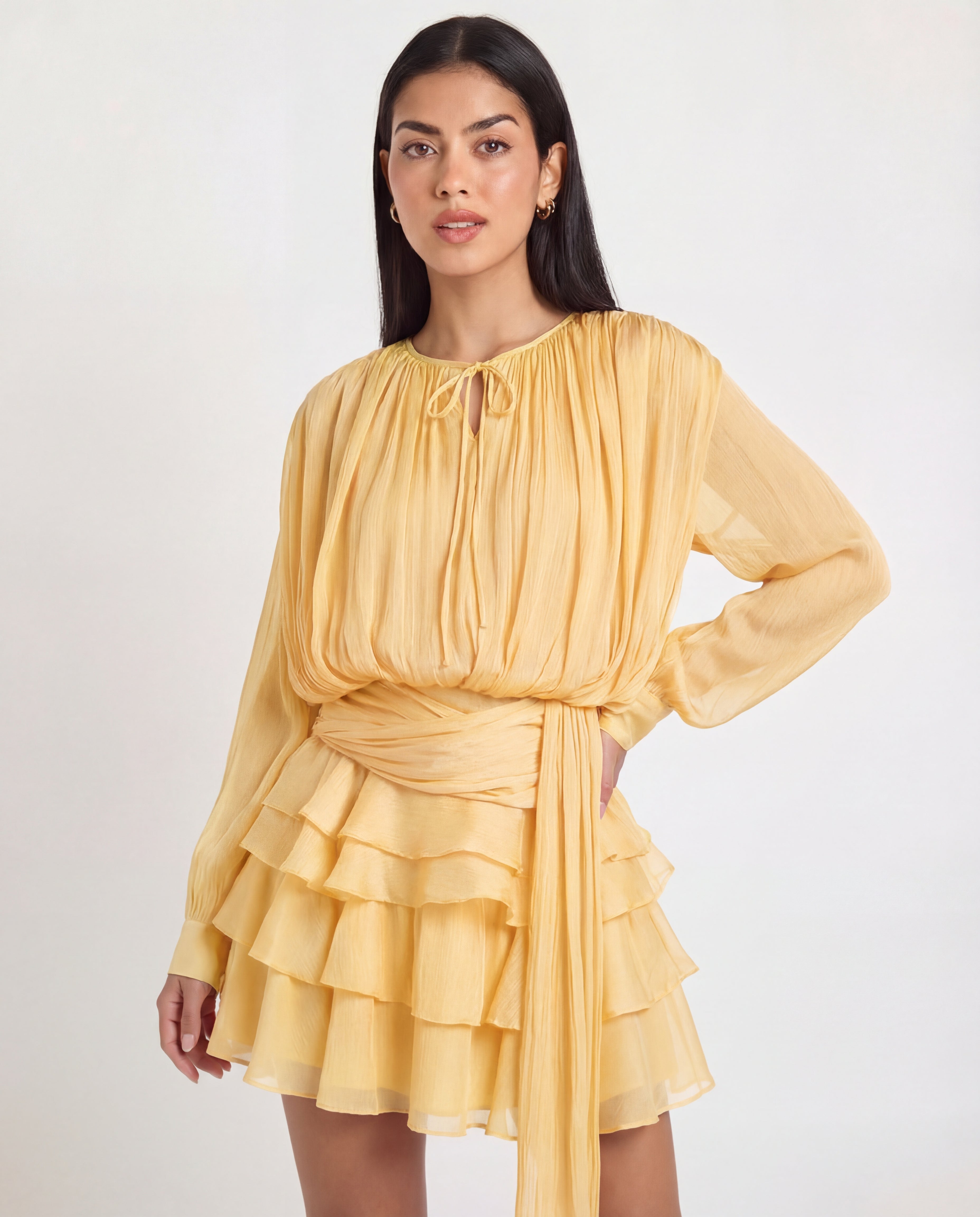 Elowen Fully Pleated Ruffled Mini Dress