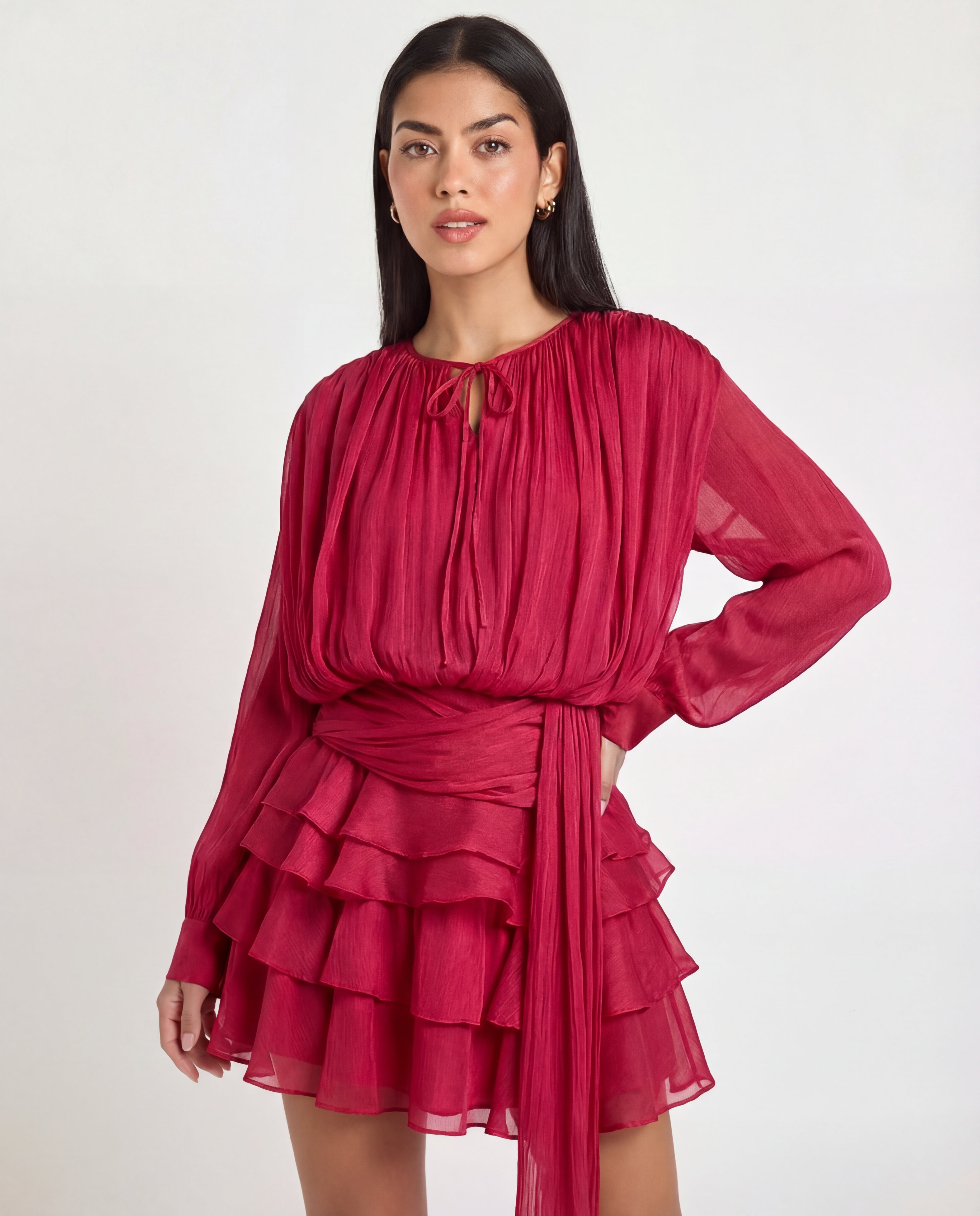 Elowen Fully Pleated Ruffled Mini Dress