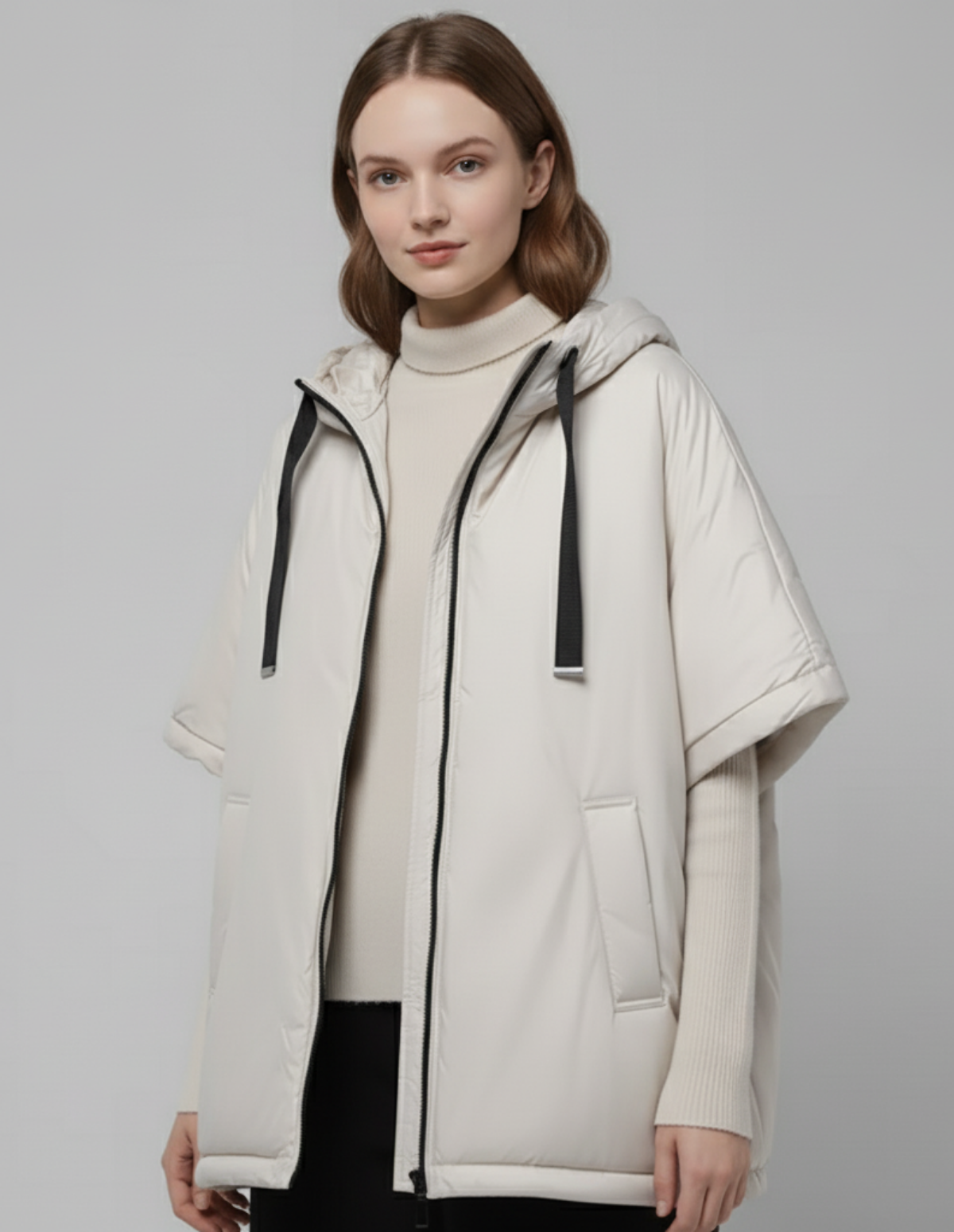 Hera Hooded Down Cape Vest
