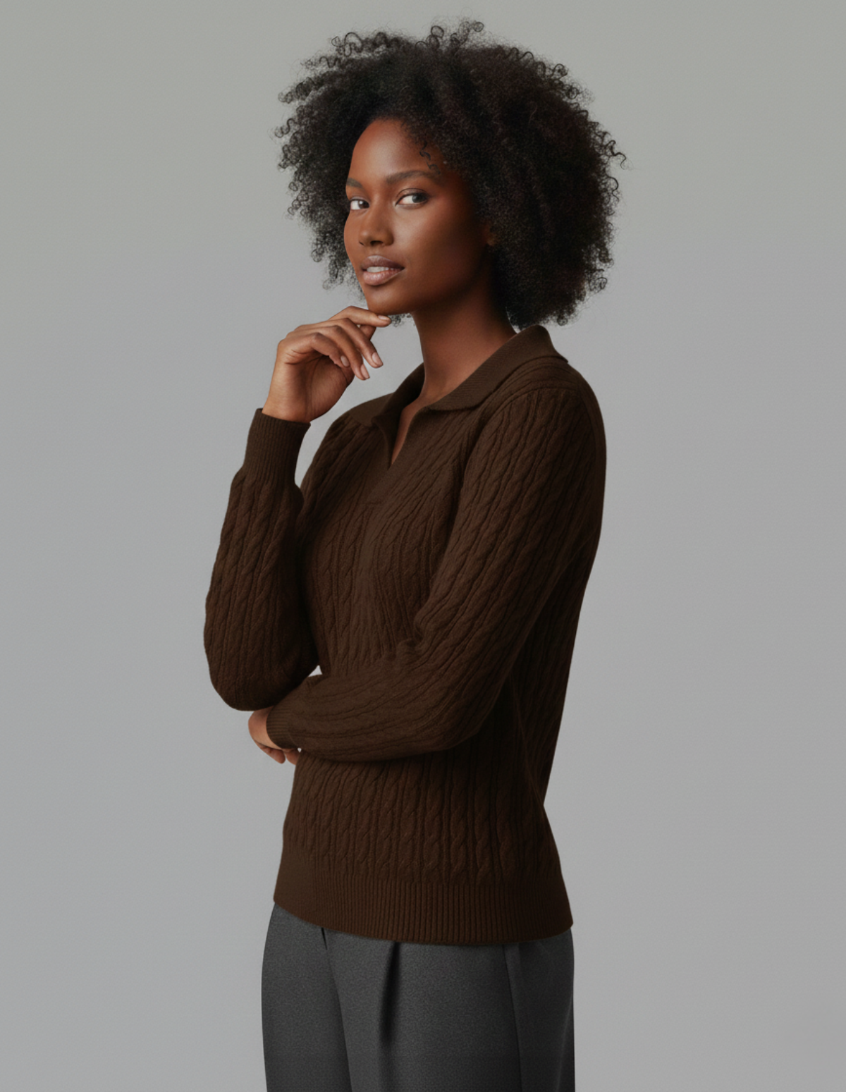 The Ellington Cable Knit Polo Sweater