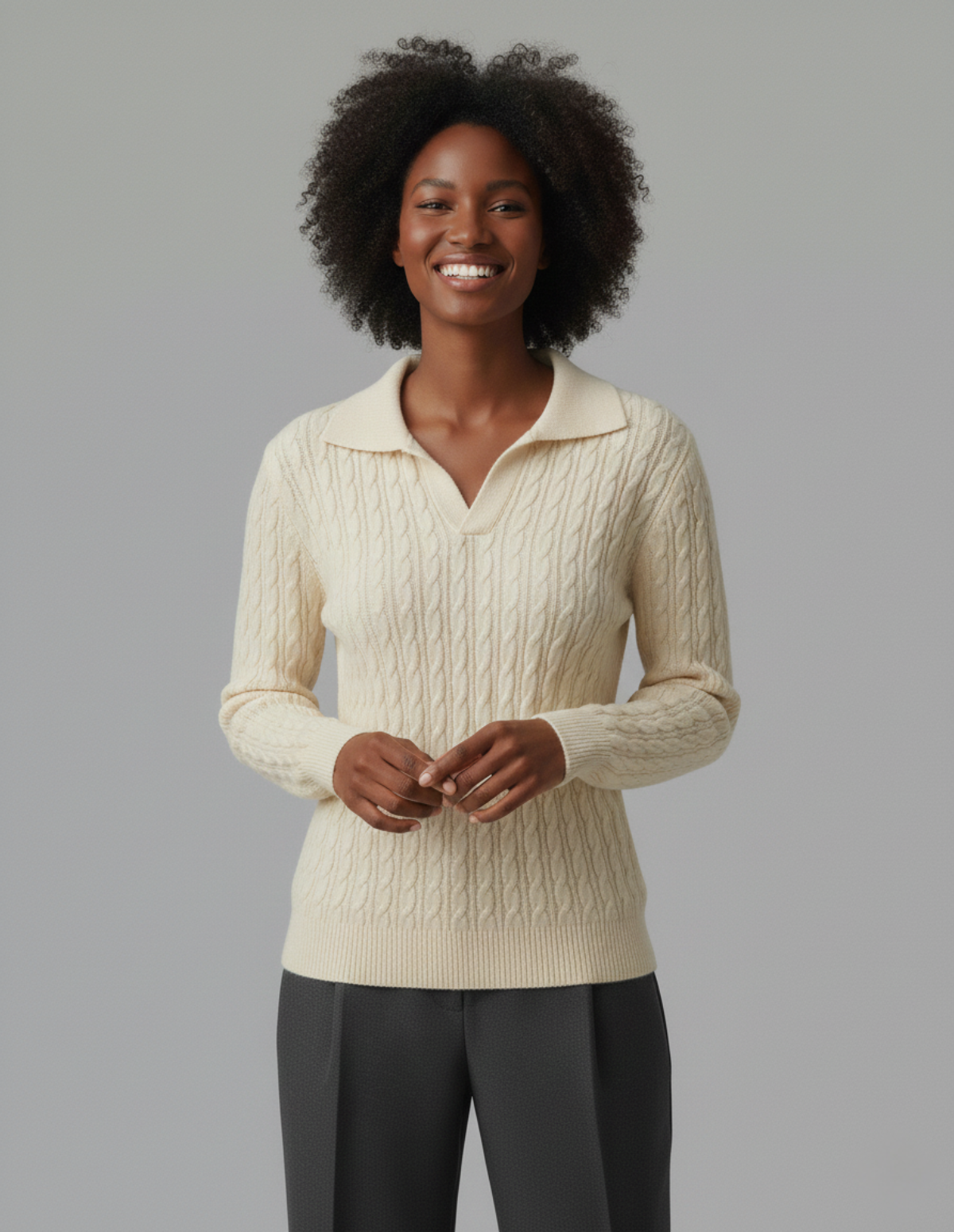 The Ellington Cable Knit Polo Sweater