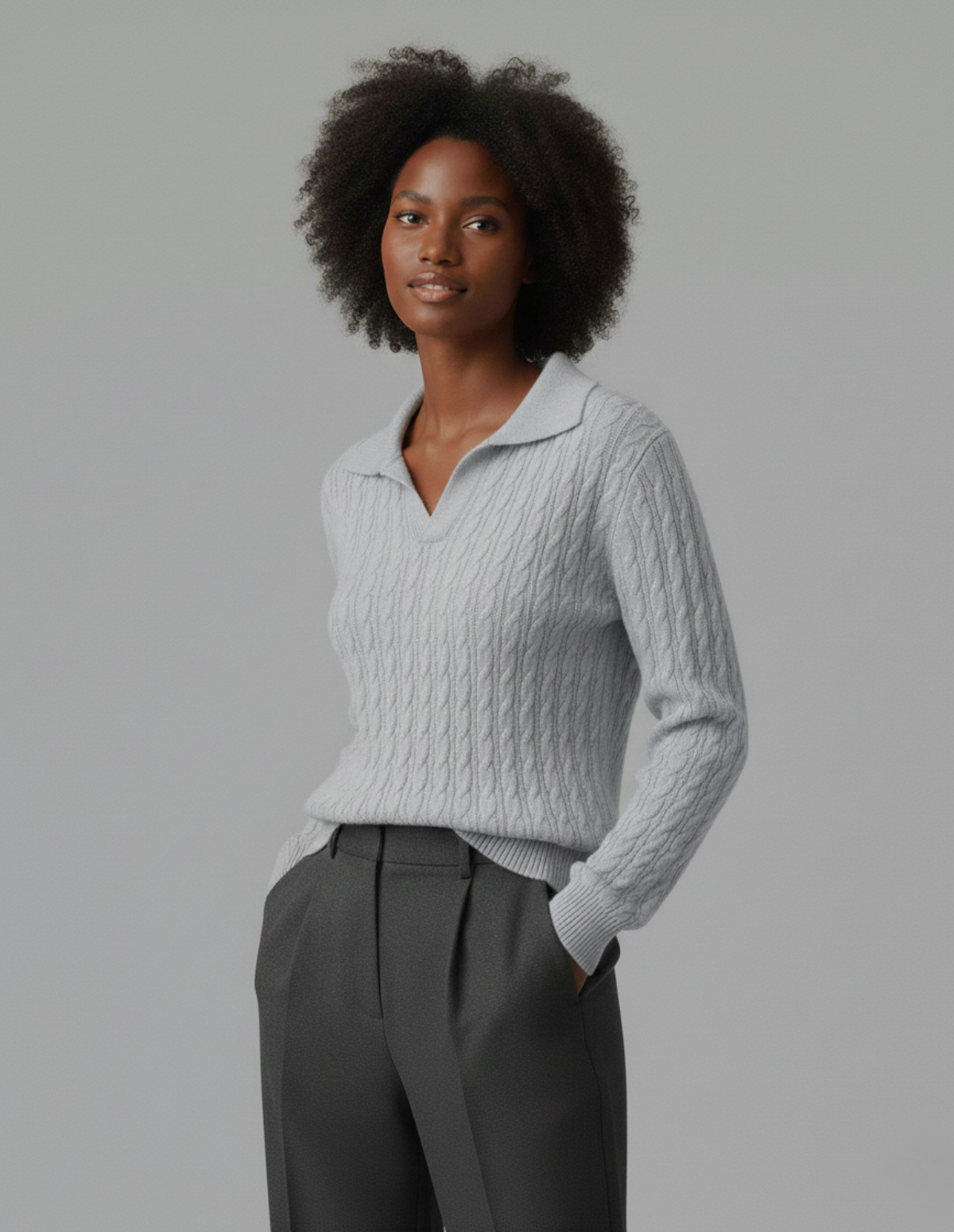 The Ellington Cable Knit Polo Sweater