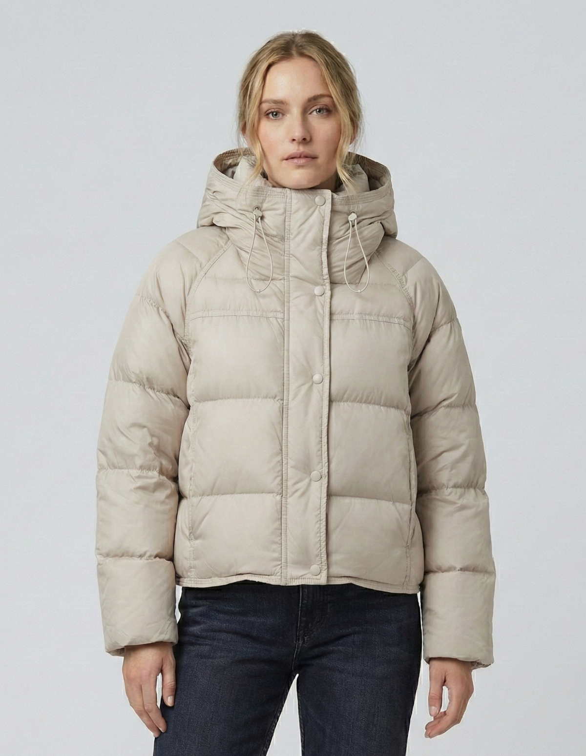 The Luna Cropped Hooded Down Jacket