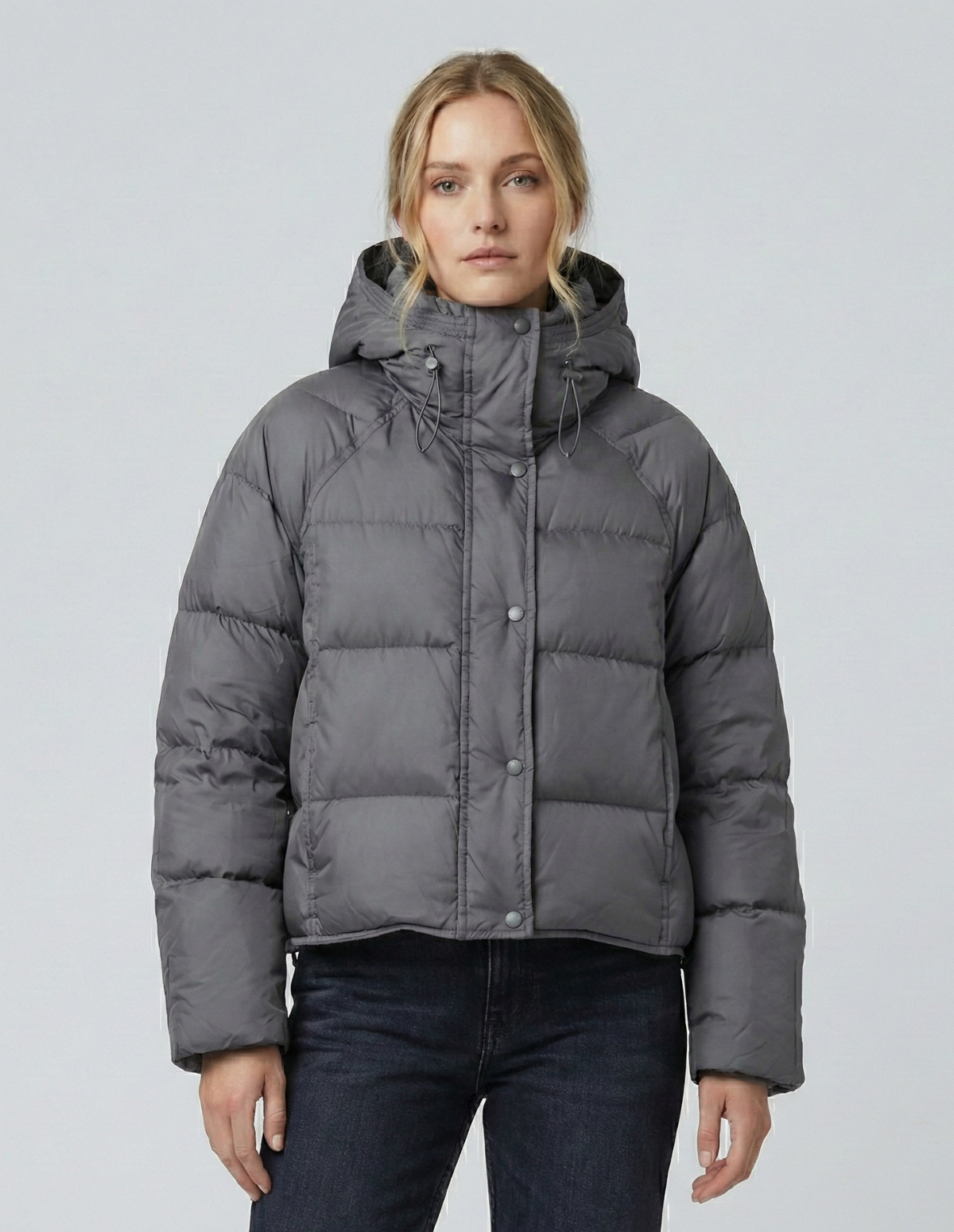 The Luna Cropped Hooded Down Jacket