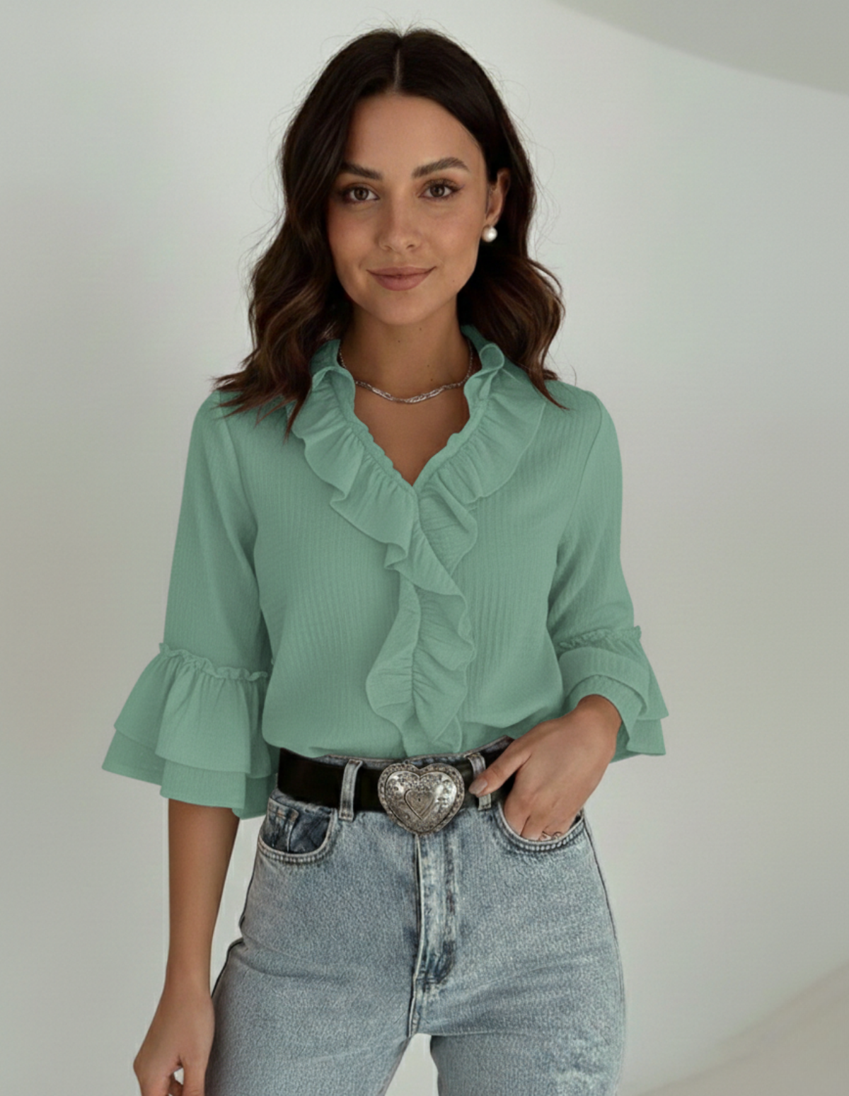 The Pleated V-Neck Blouse