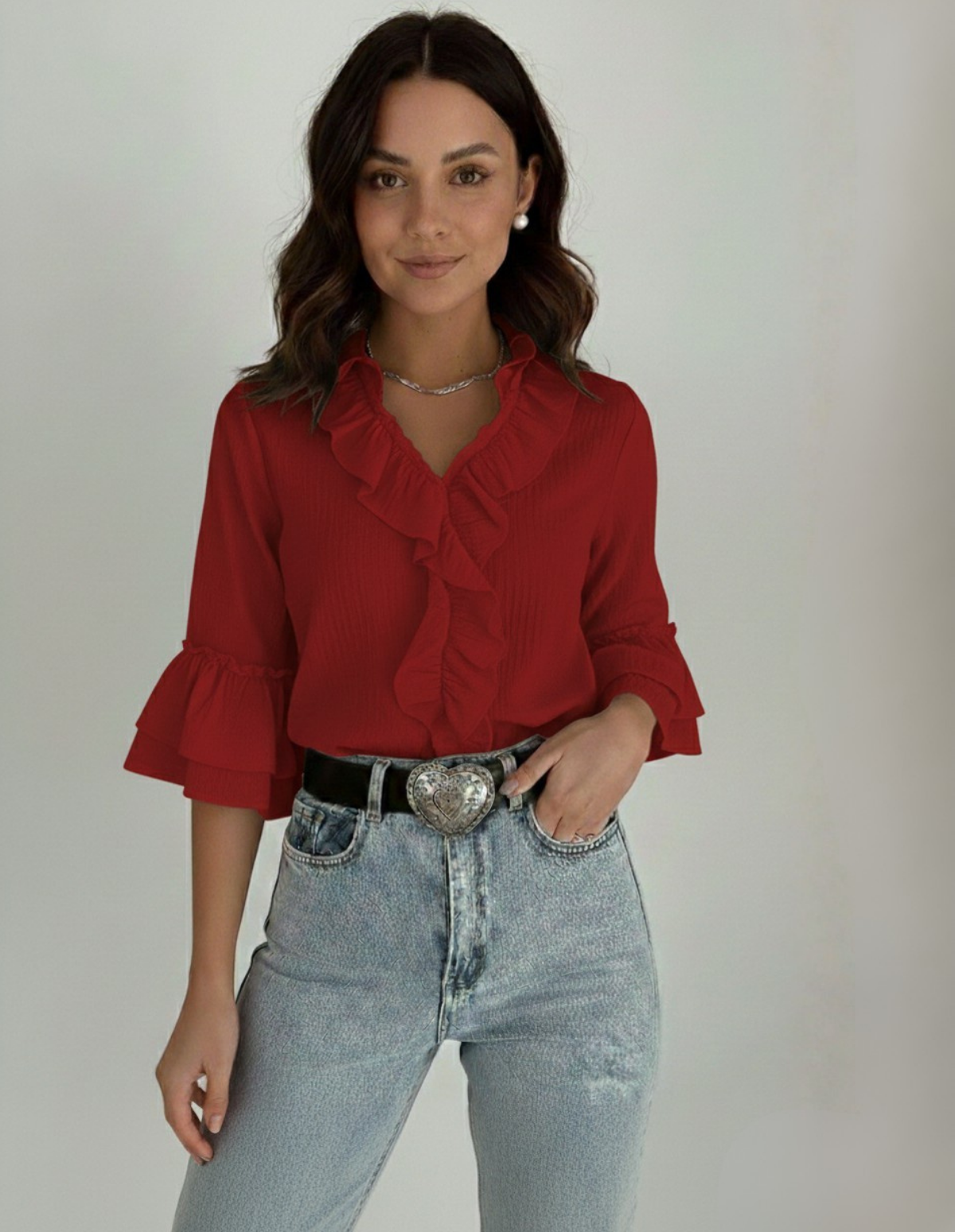 The Pleated V-Neck Blouse