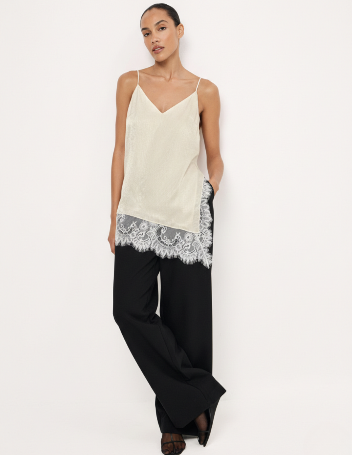 The Asymmetrical Lace Camisole Top