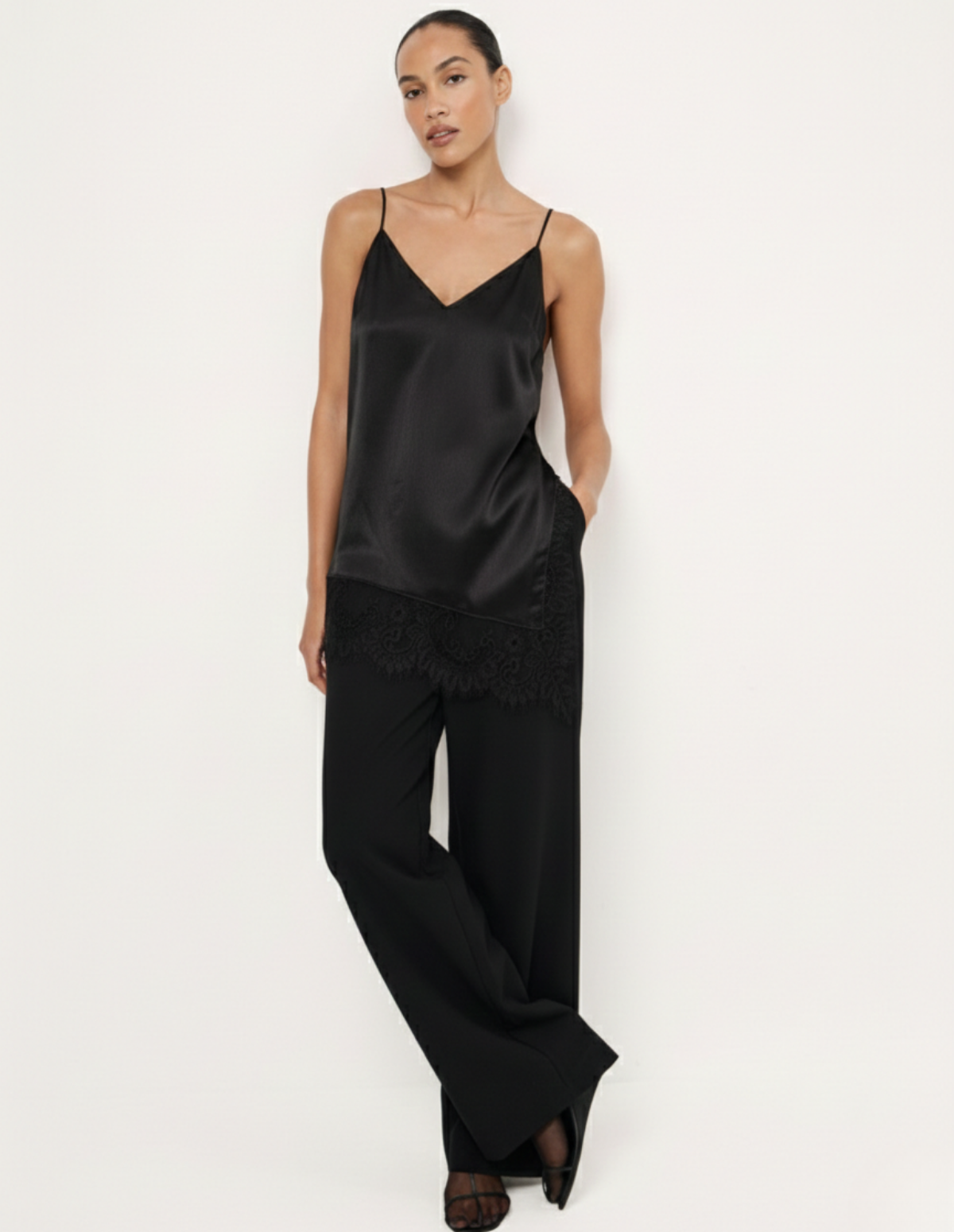 The Asymmetrical Lace Camisole Top