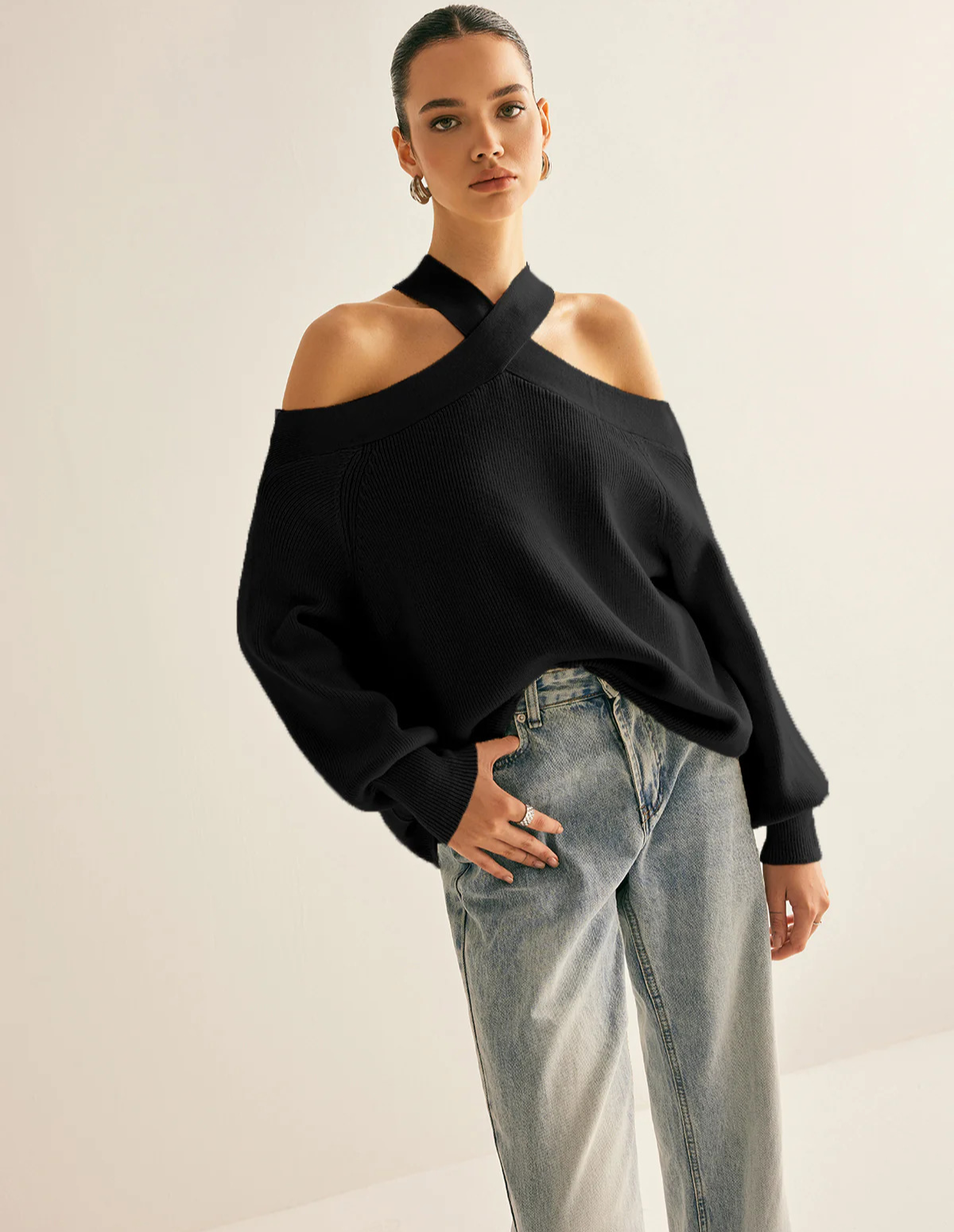 Cross-Over Collar Sweater