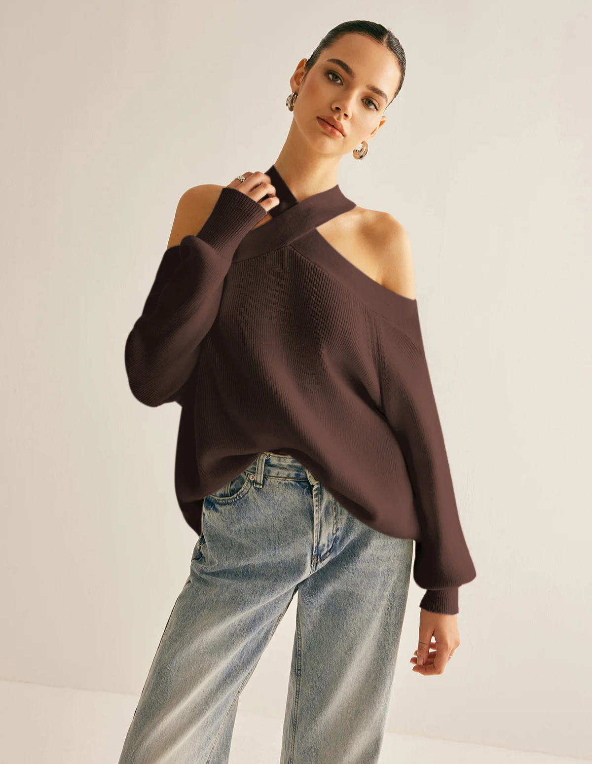 Cross-Over Collar Sweater