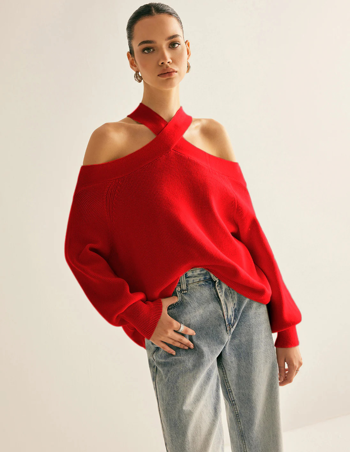 Cross-Over Collar Sweater