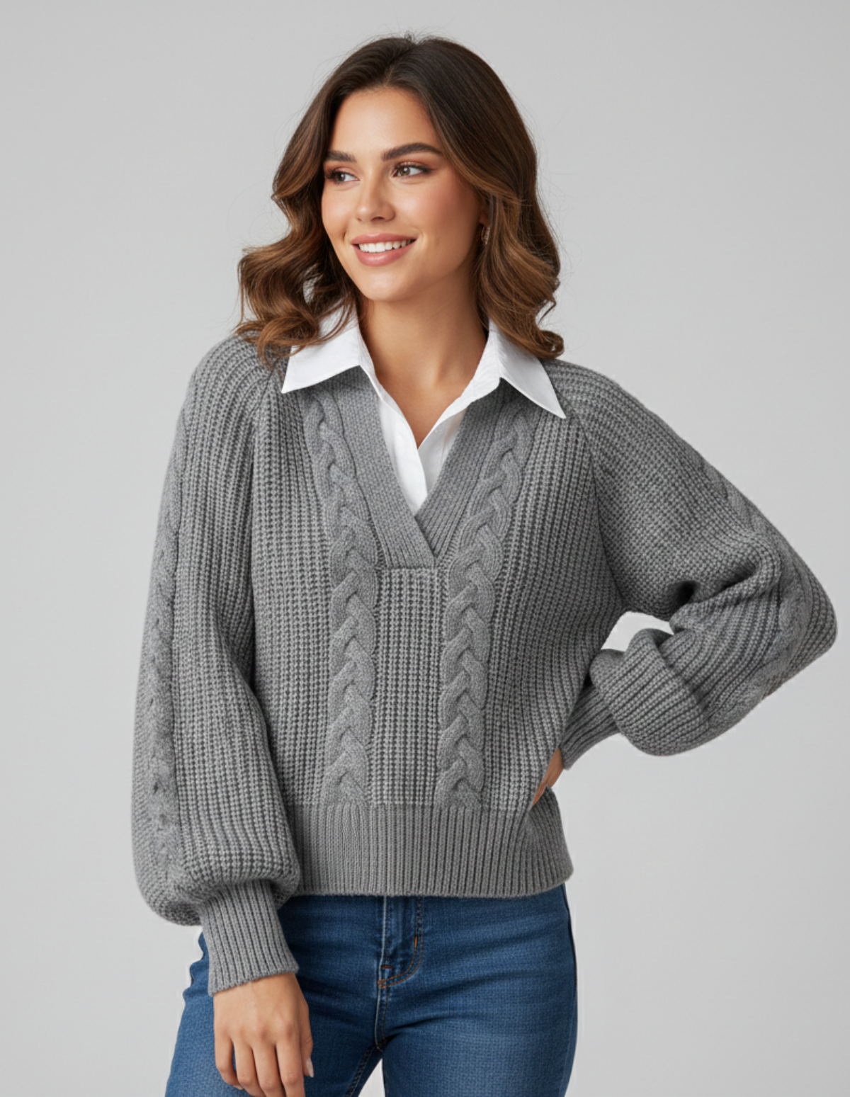 Cable Knit Pullover – Shirt Collar