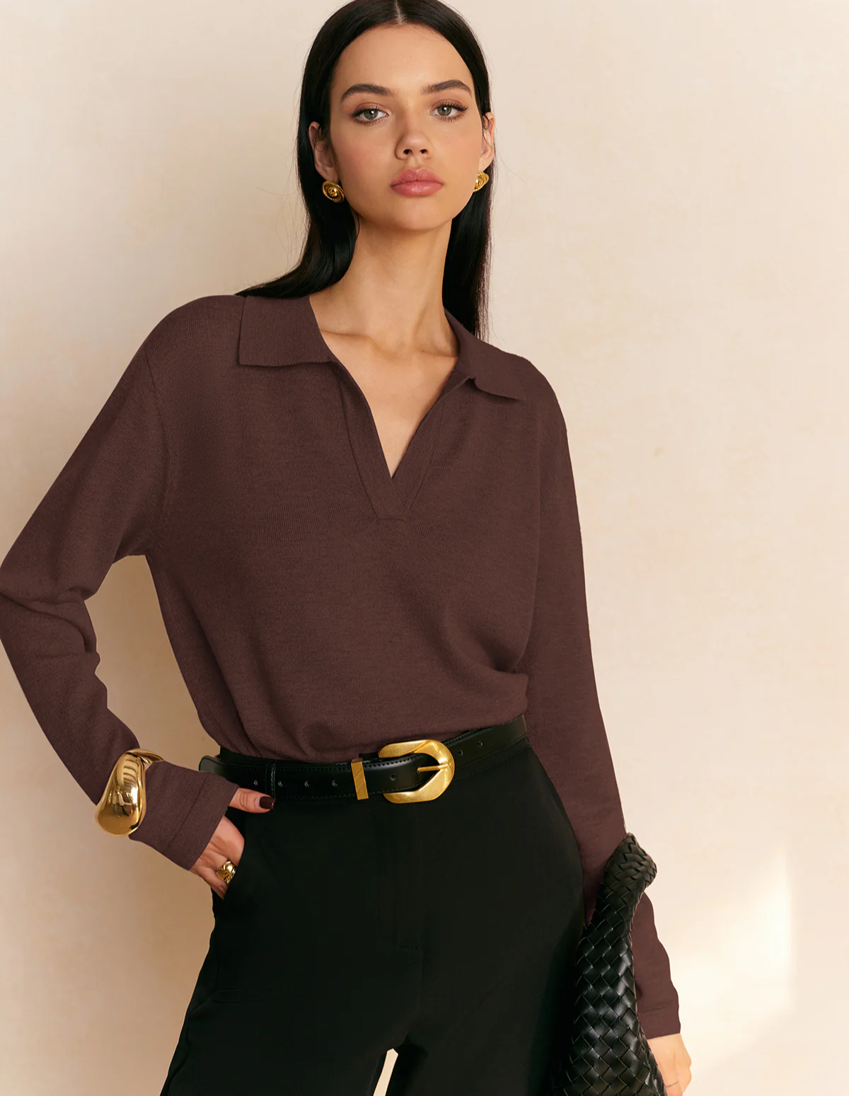 Véronne V-Lapel Knit Sweater