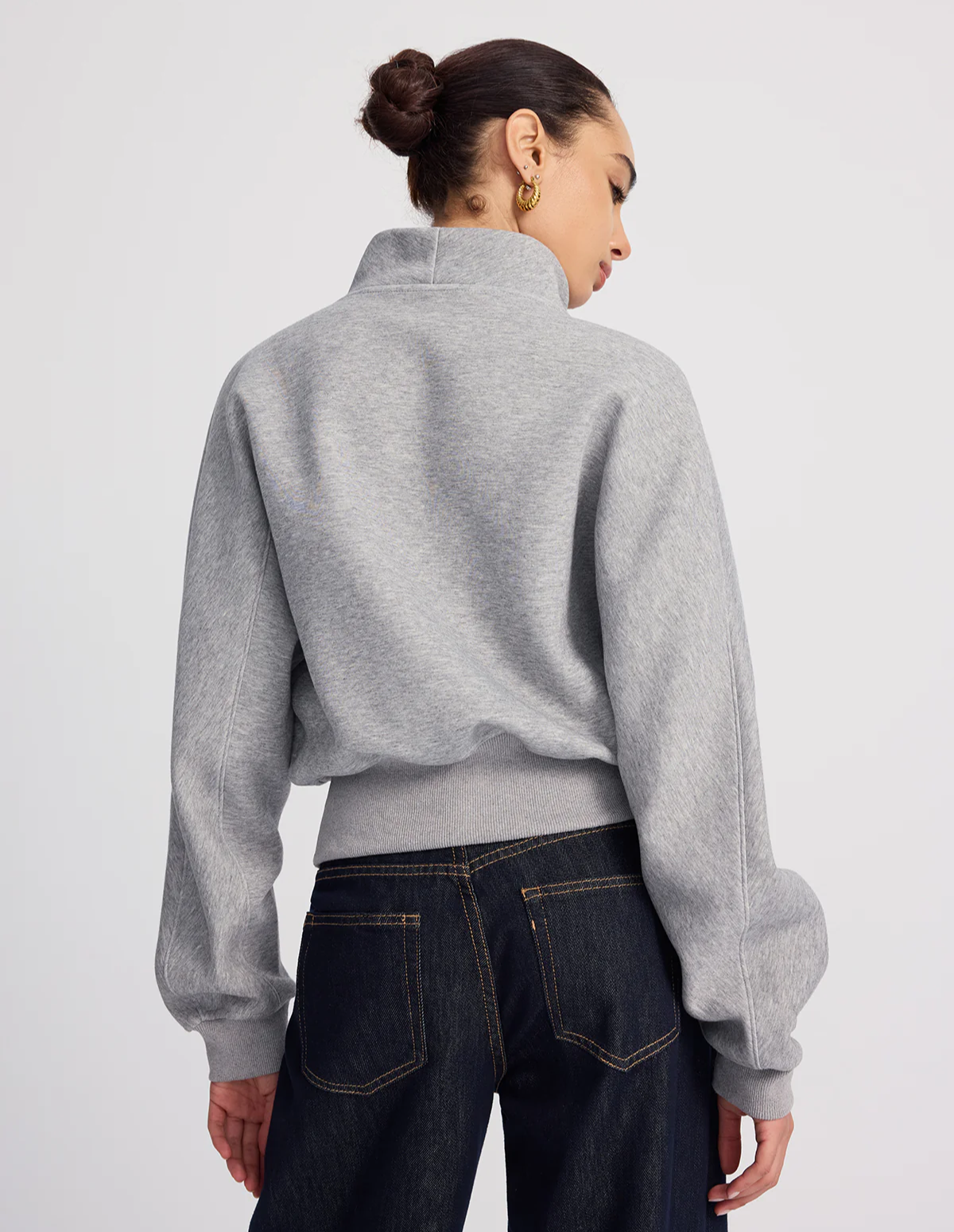 Half-Zip Oversized Cropped Sweatshirt