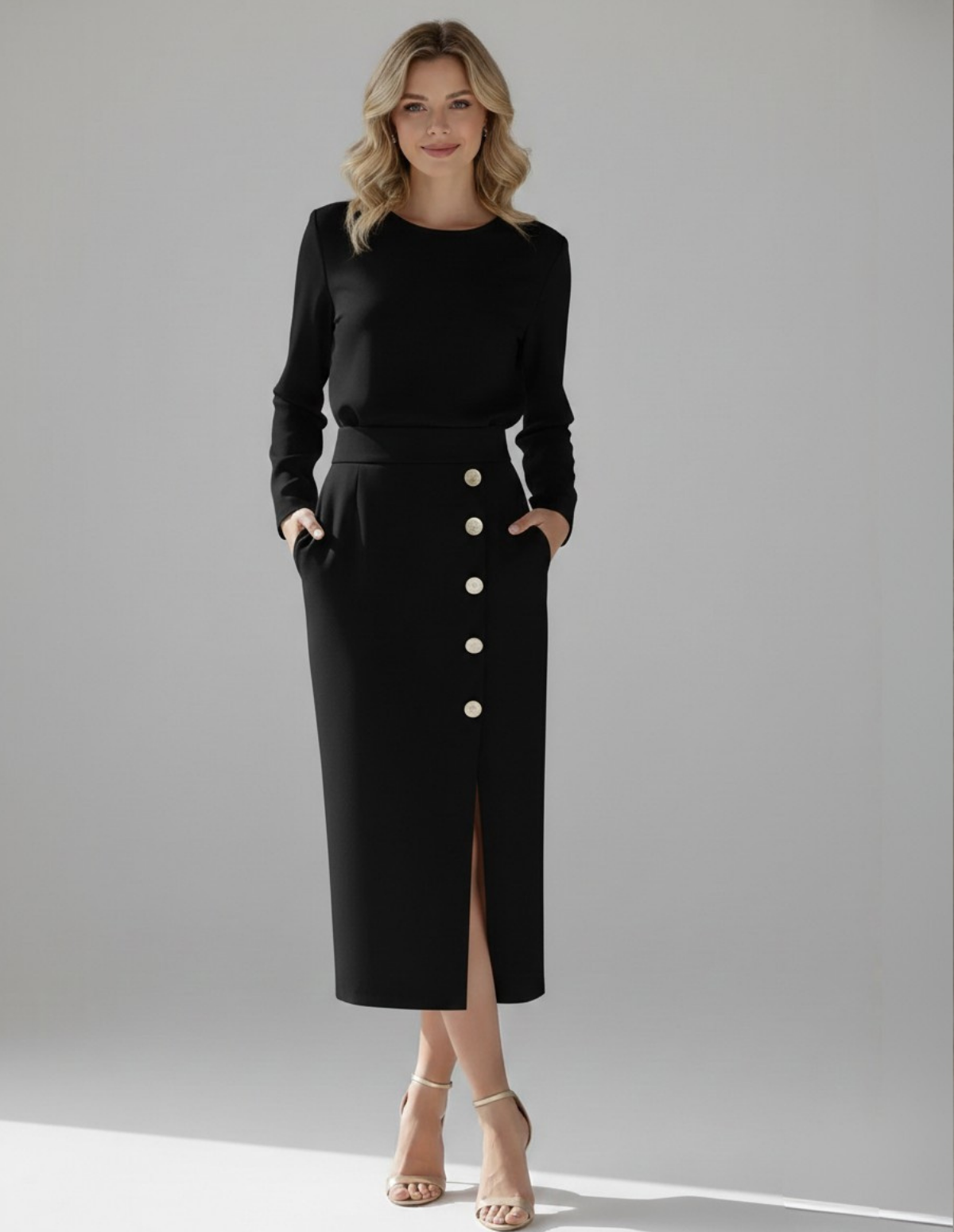 Liora Waist-Cinching Button Dress