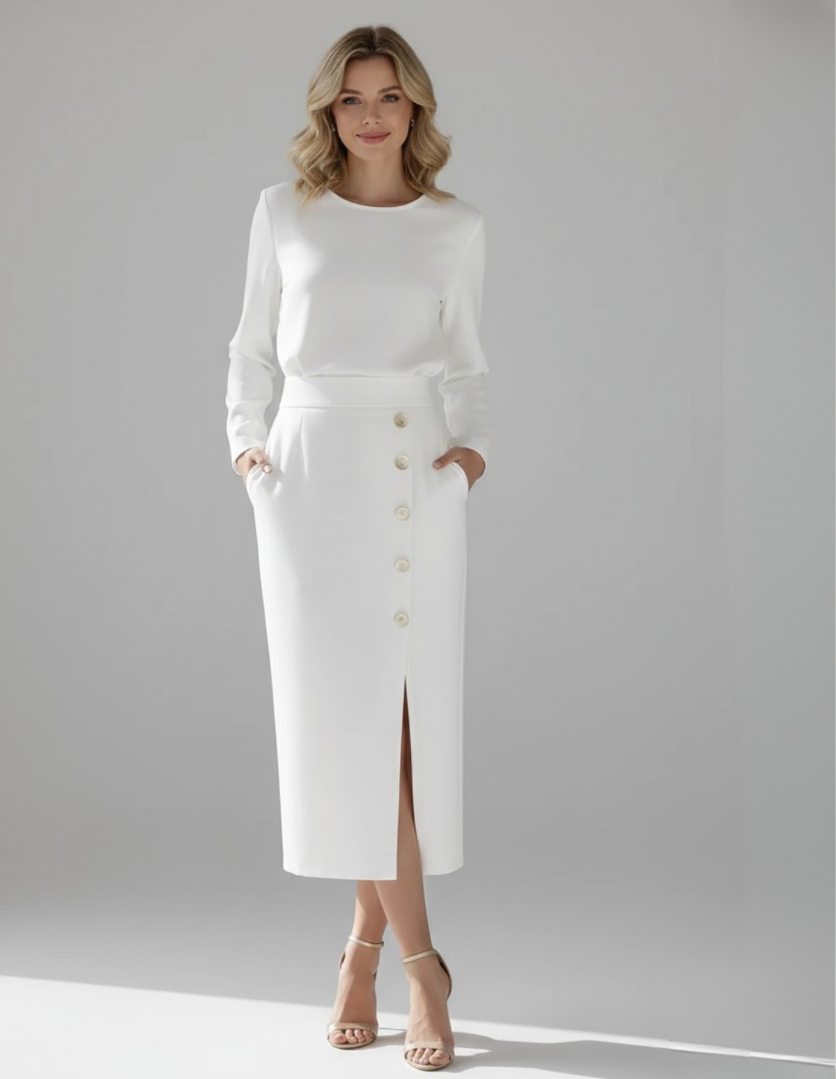 Liora Waist-Cinching Button Dress