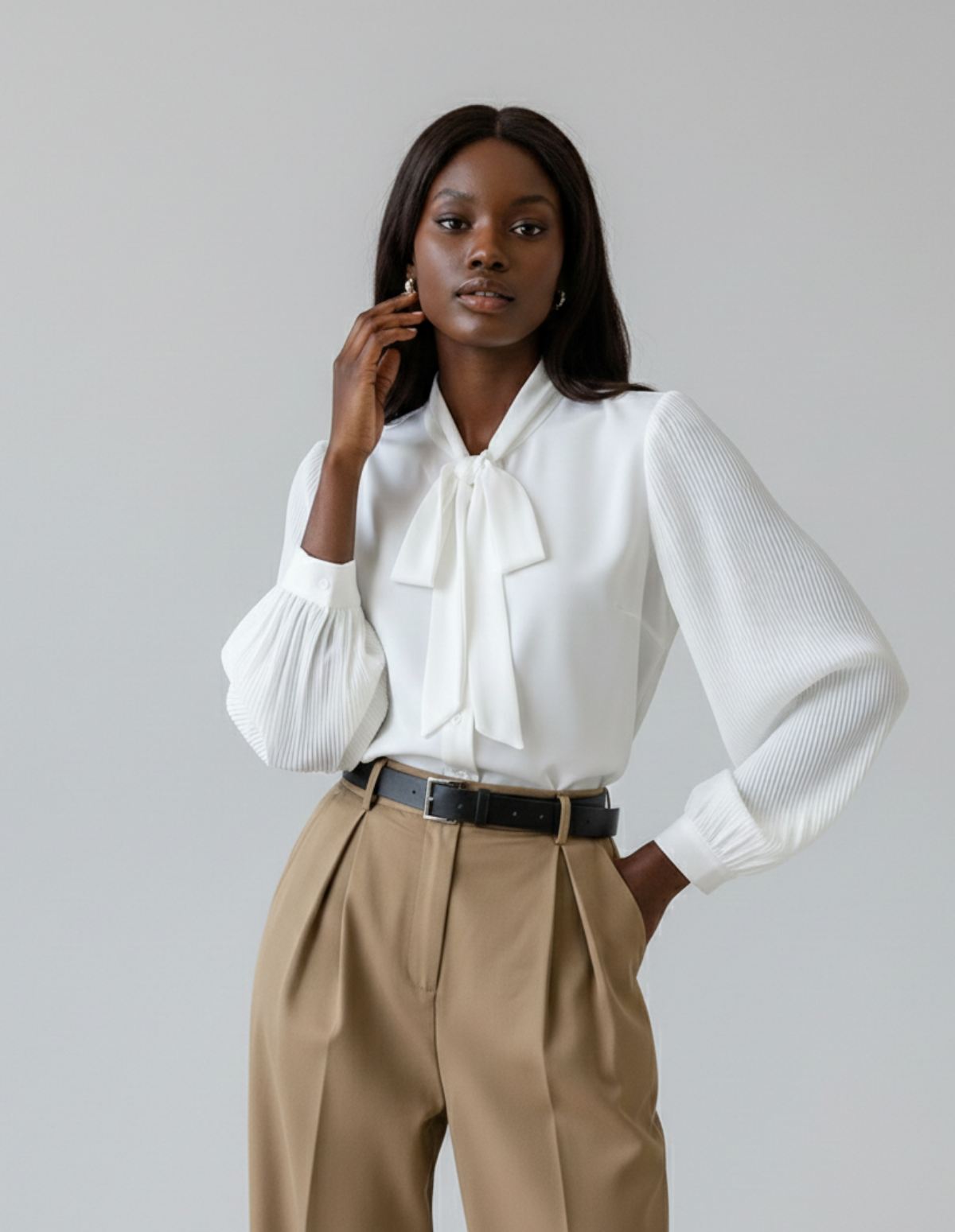 Elora Bow-Tie Chiffon Shirt