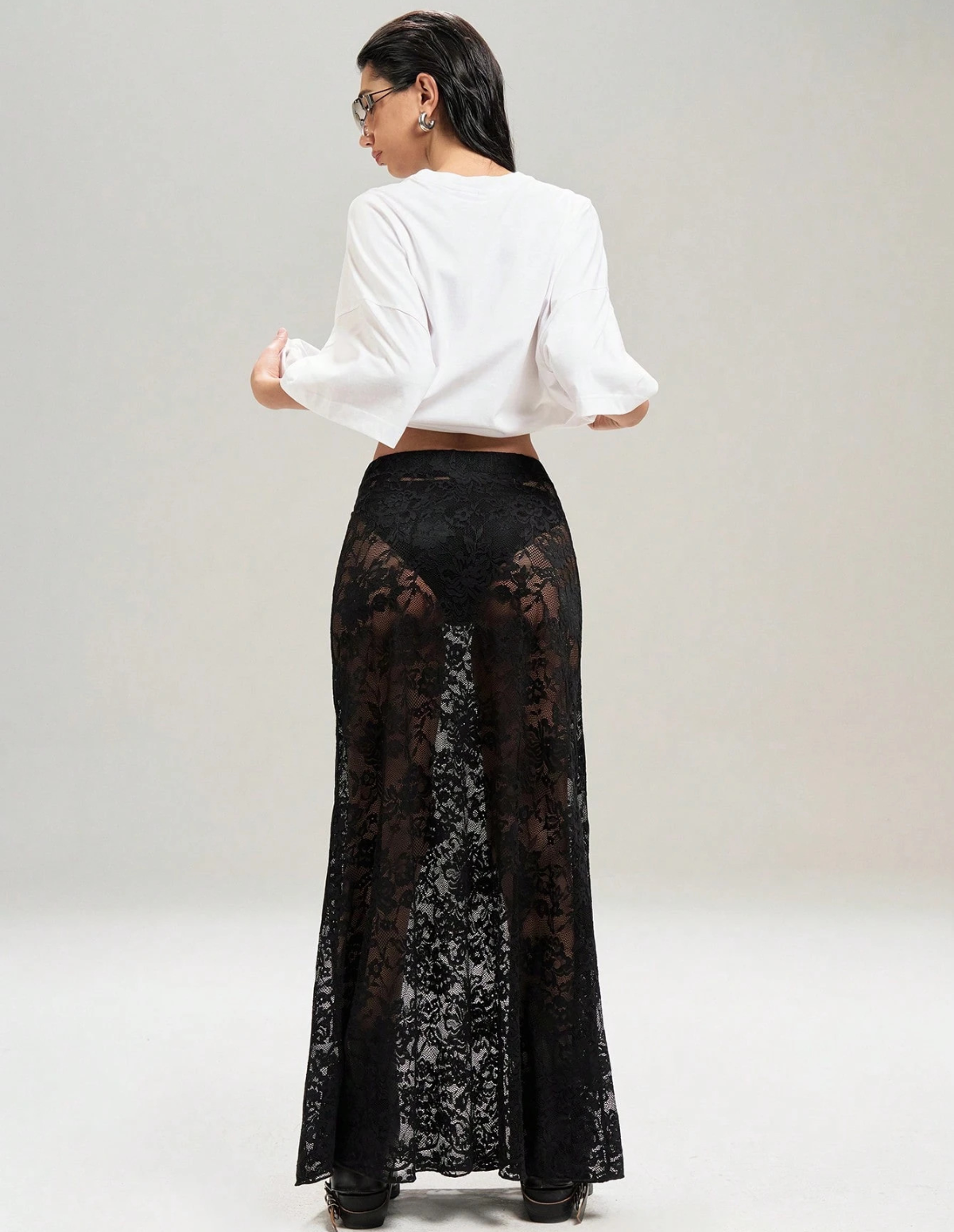 The High-Waisted Geometric Lace Skirt
