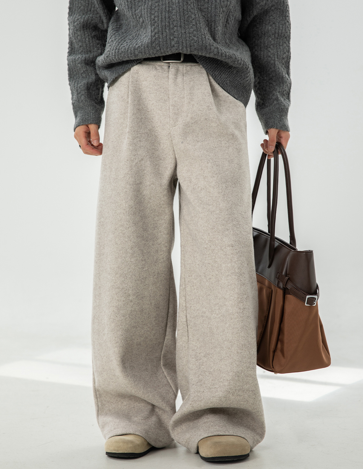 Wool Blend Wide Trousers